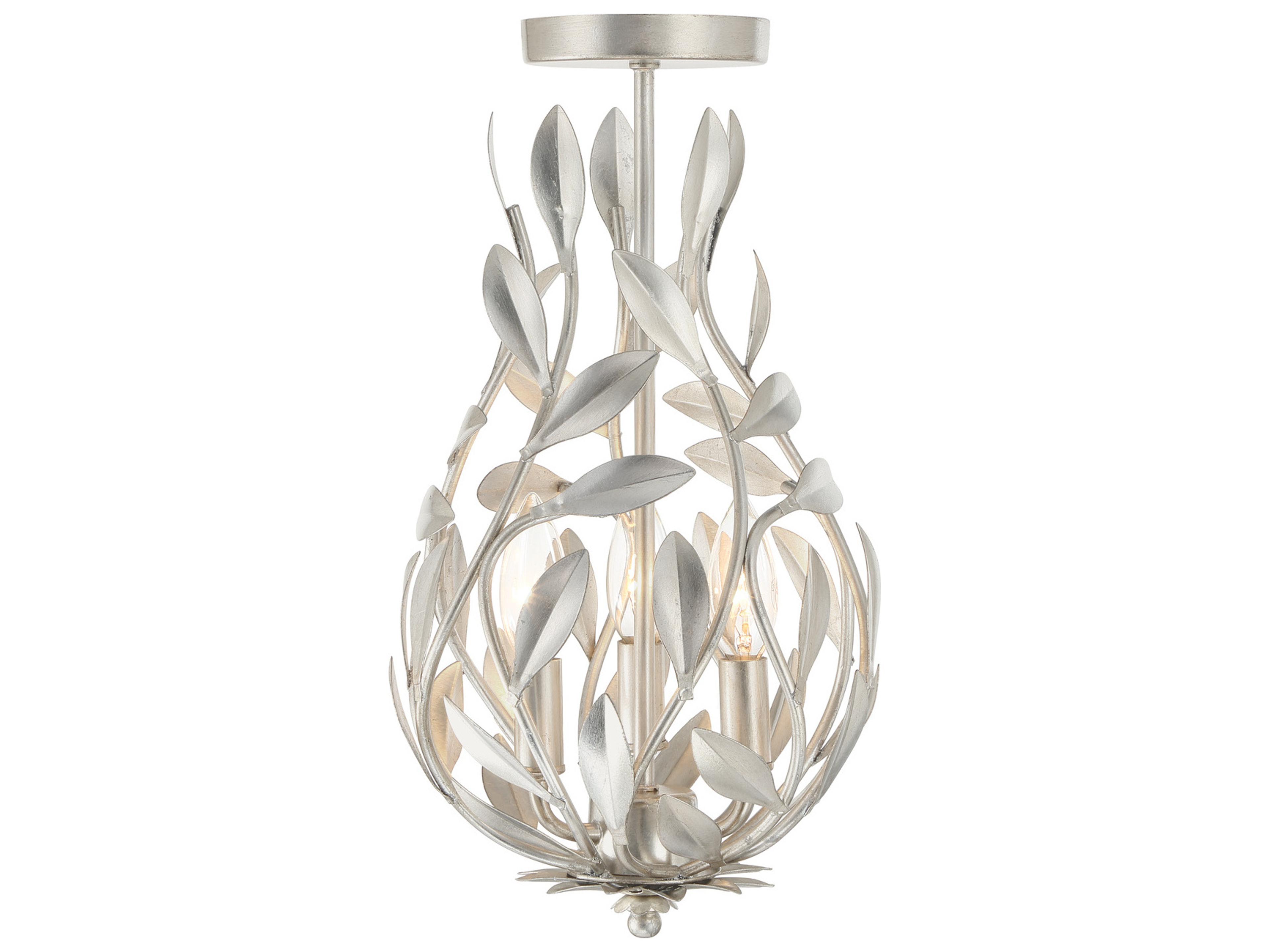 Crystorama Broche 3-Light Silver Semi Flush Mount