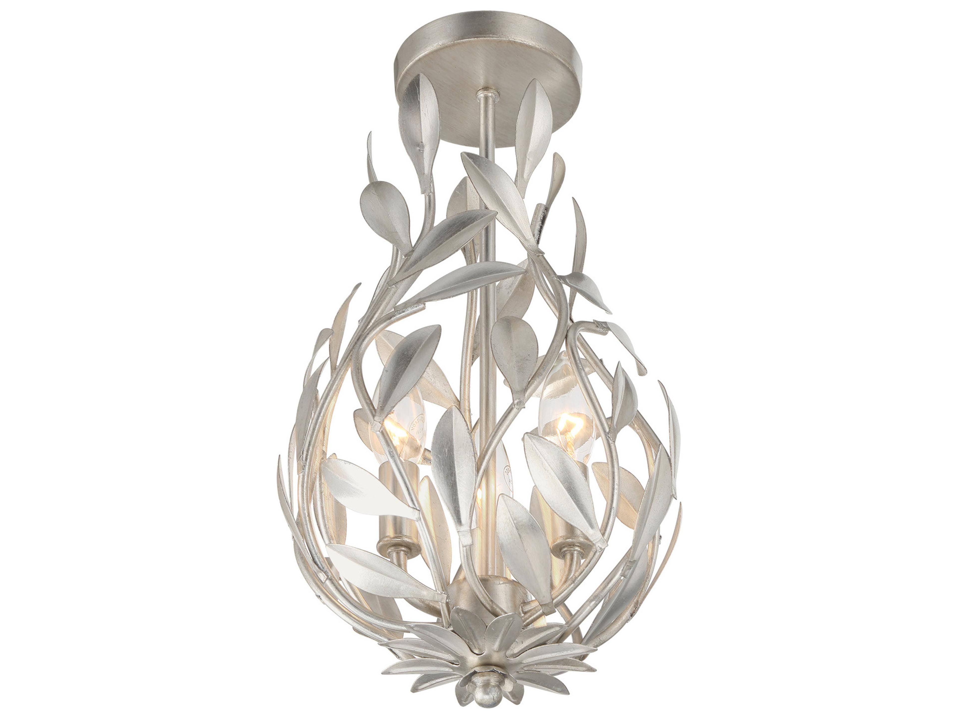 Crystorama Broche 3-Light Silver Semi Flush Mount
