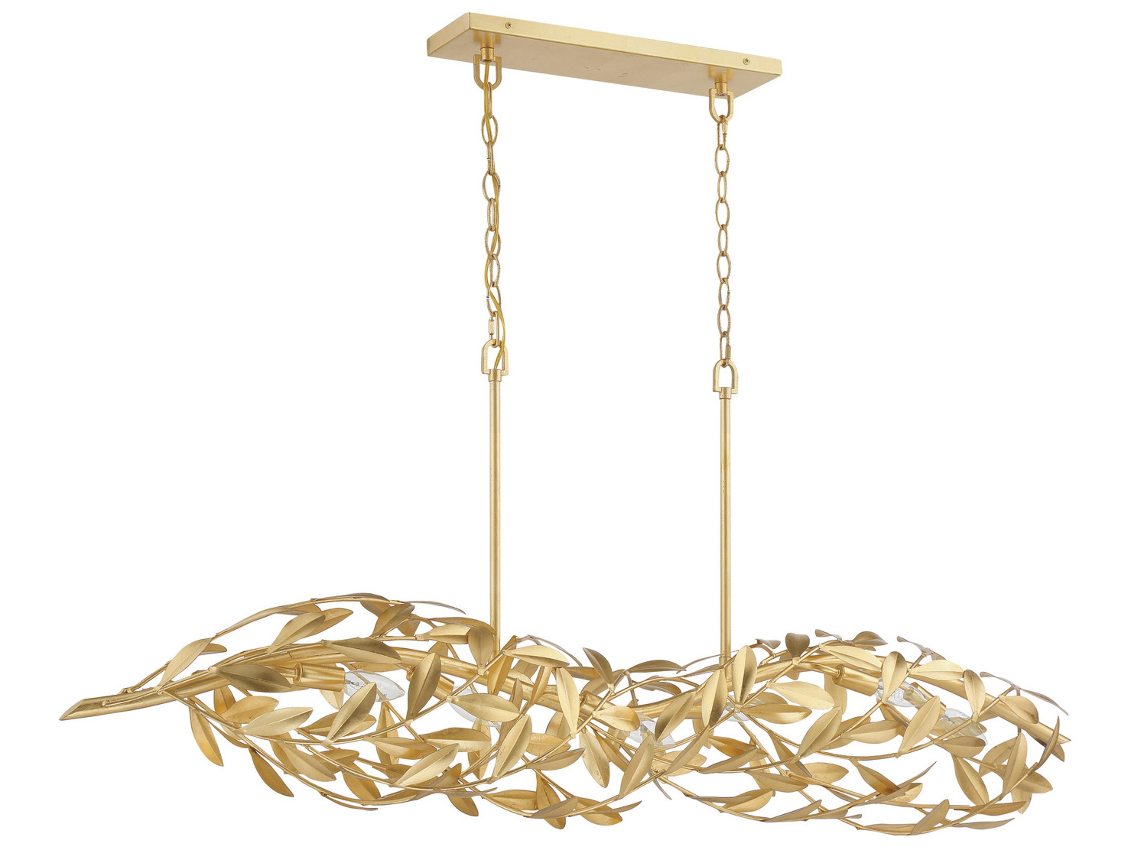 Crystorama Broche 6-Light Gold Linear Island Pendant