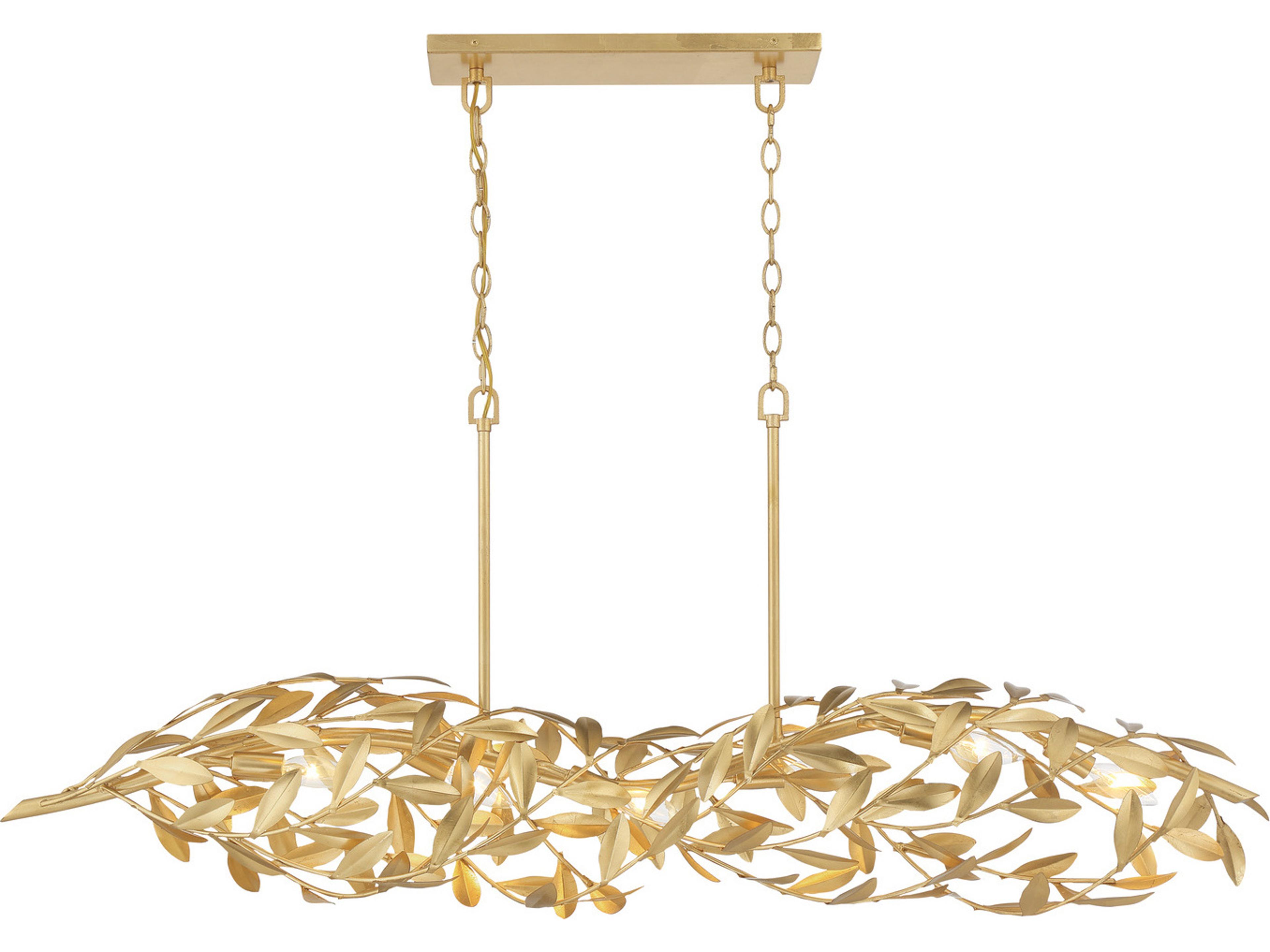 Crystorama Broche 6-Light Gold Linear Island Pendant