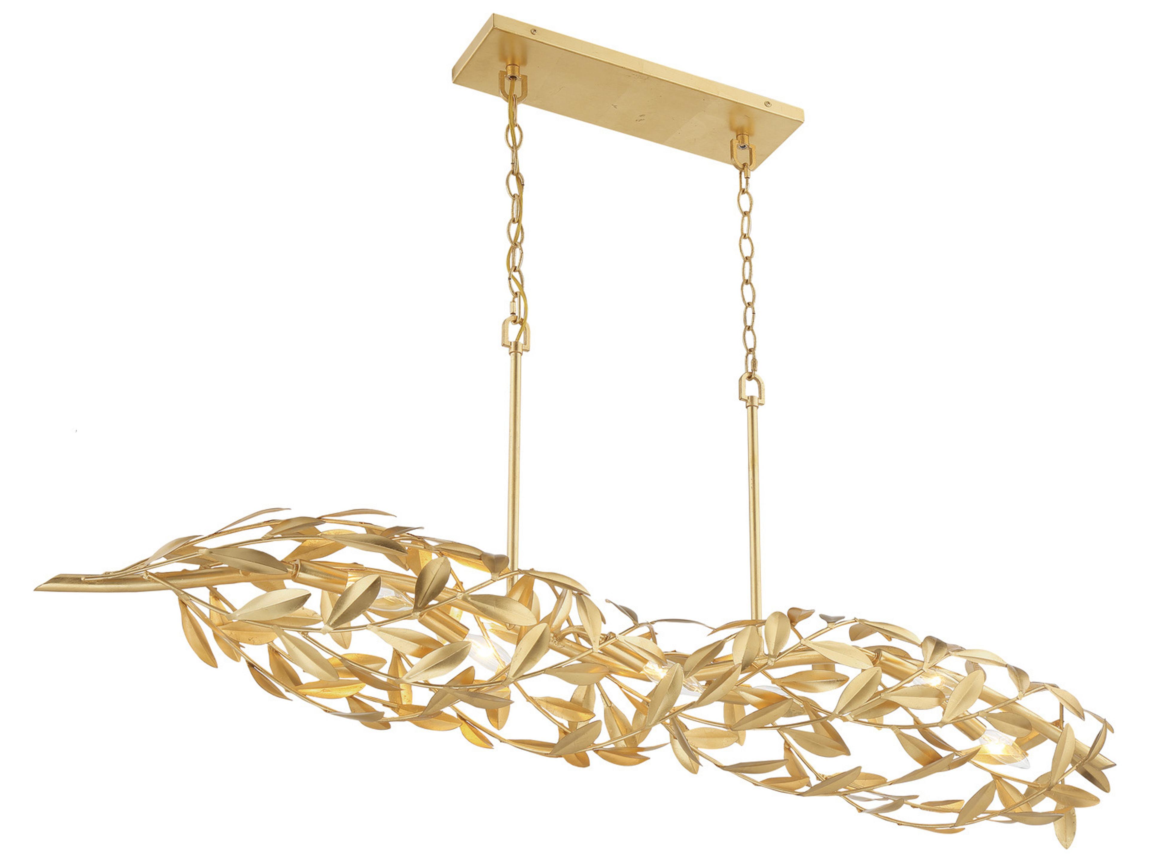 Crystorama Broche 6-Light Gold Linear Island Pendant