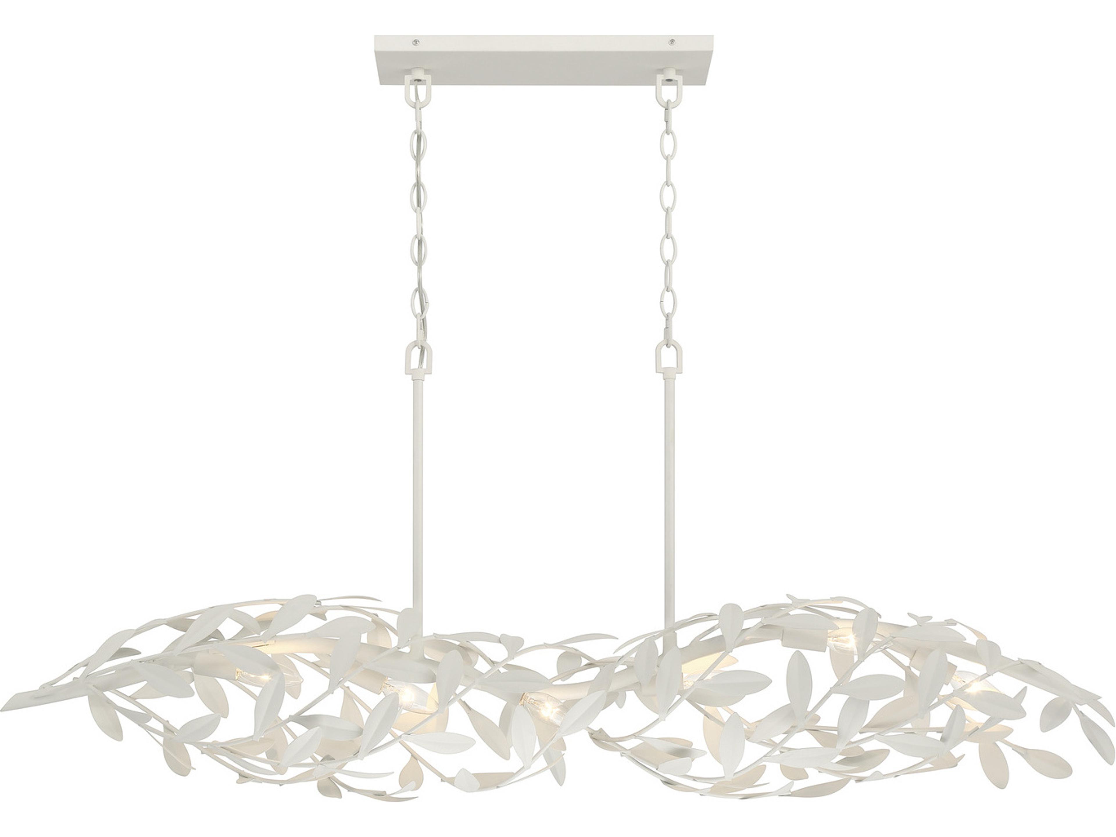 Crystorama Broche 6-Light White Linear Island Pendant