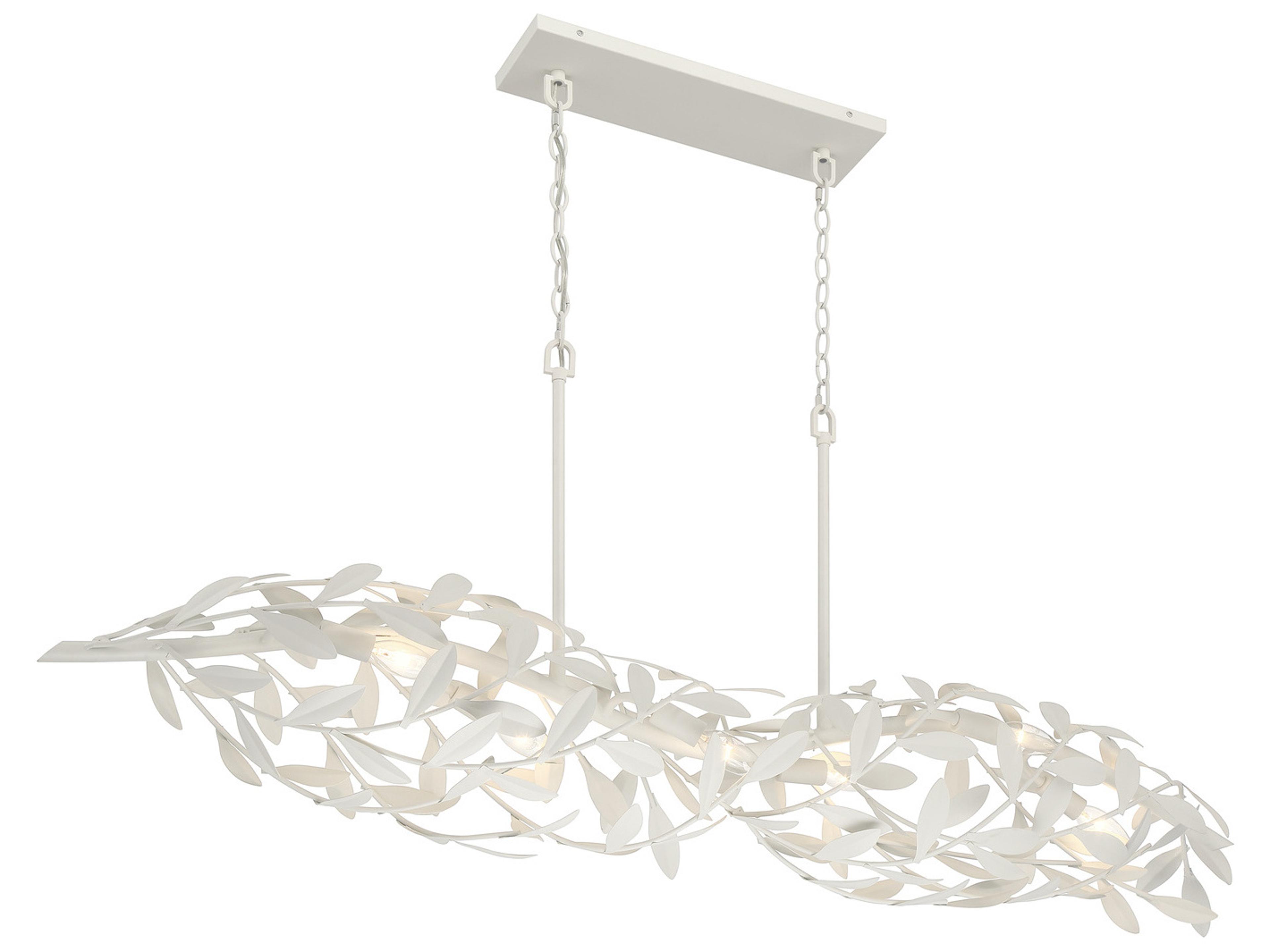 Crystorama Broche 6-Light White Linear Island Pendant