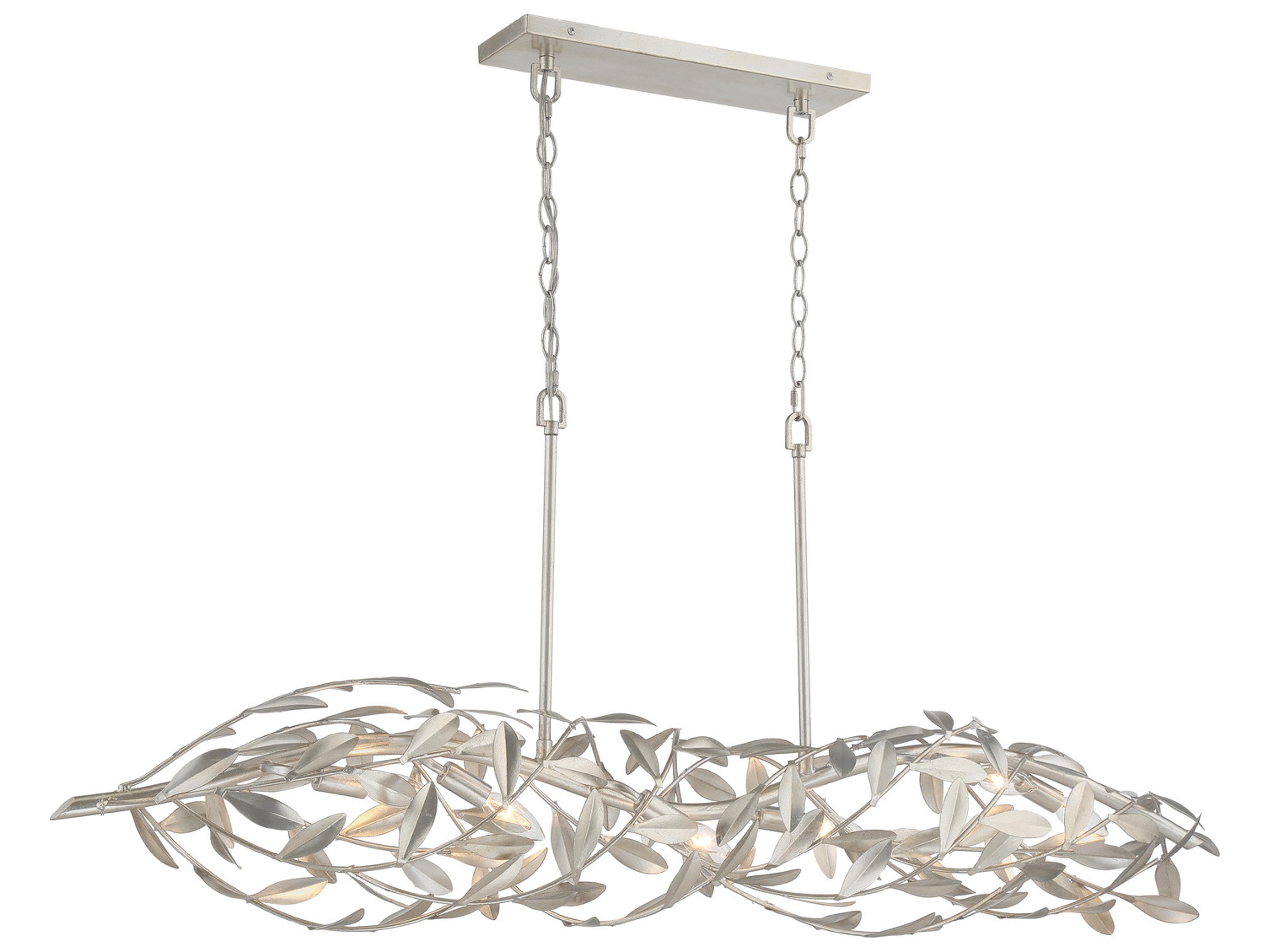 Crystorama Broche 6-Light Silver Linear Island Pendant