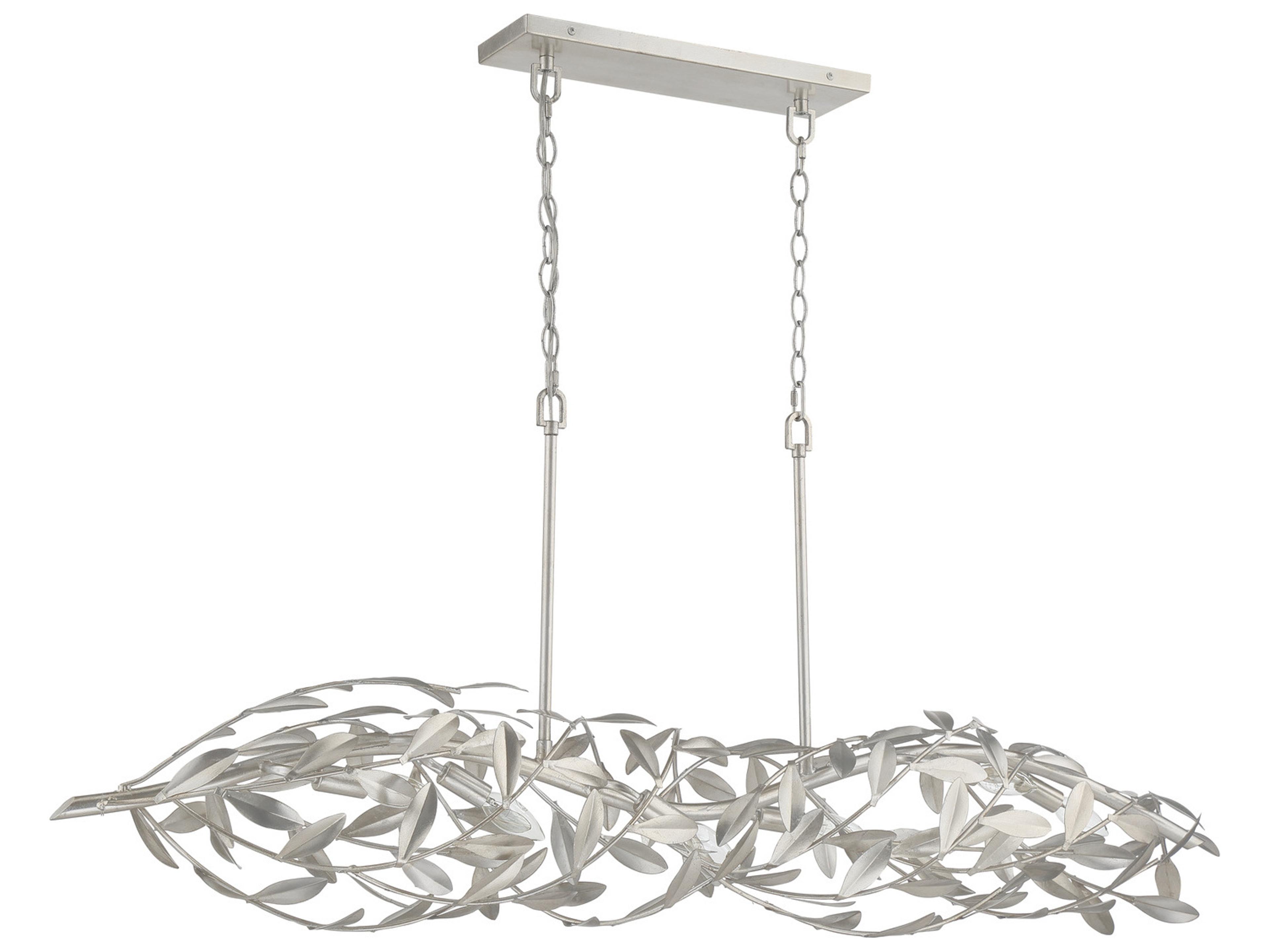 Crystorama Broche 6-Light Silver Linear Island Pendant