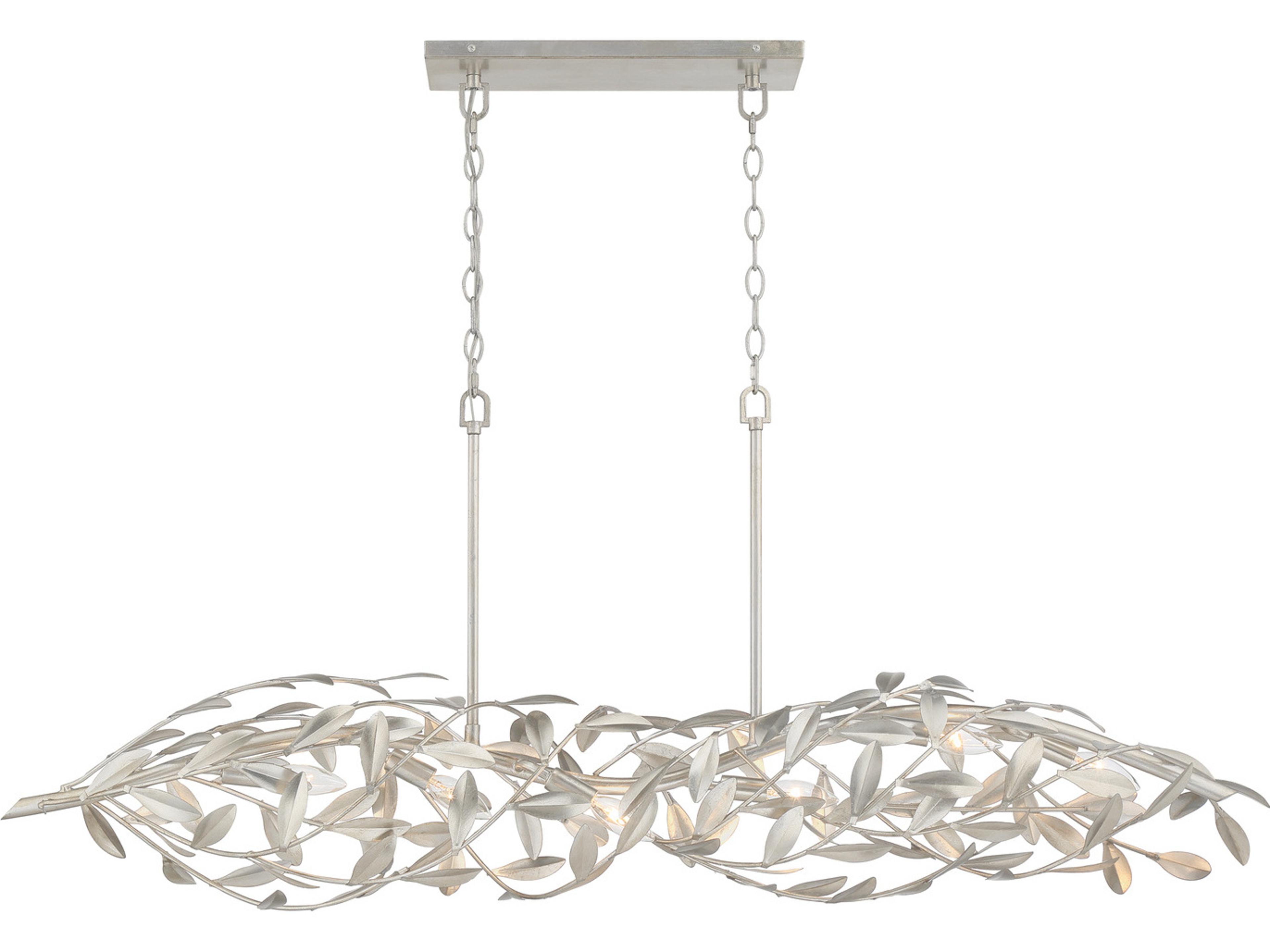 Crystorama Broche 6-Light Silver Linear Island Pendant