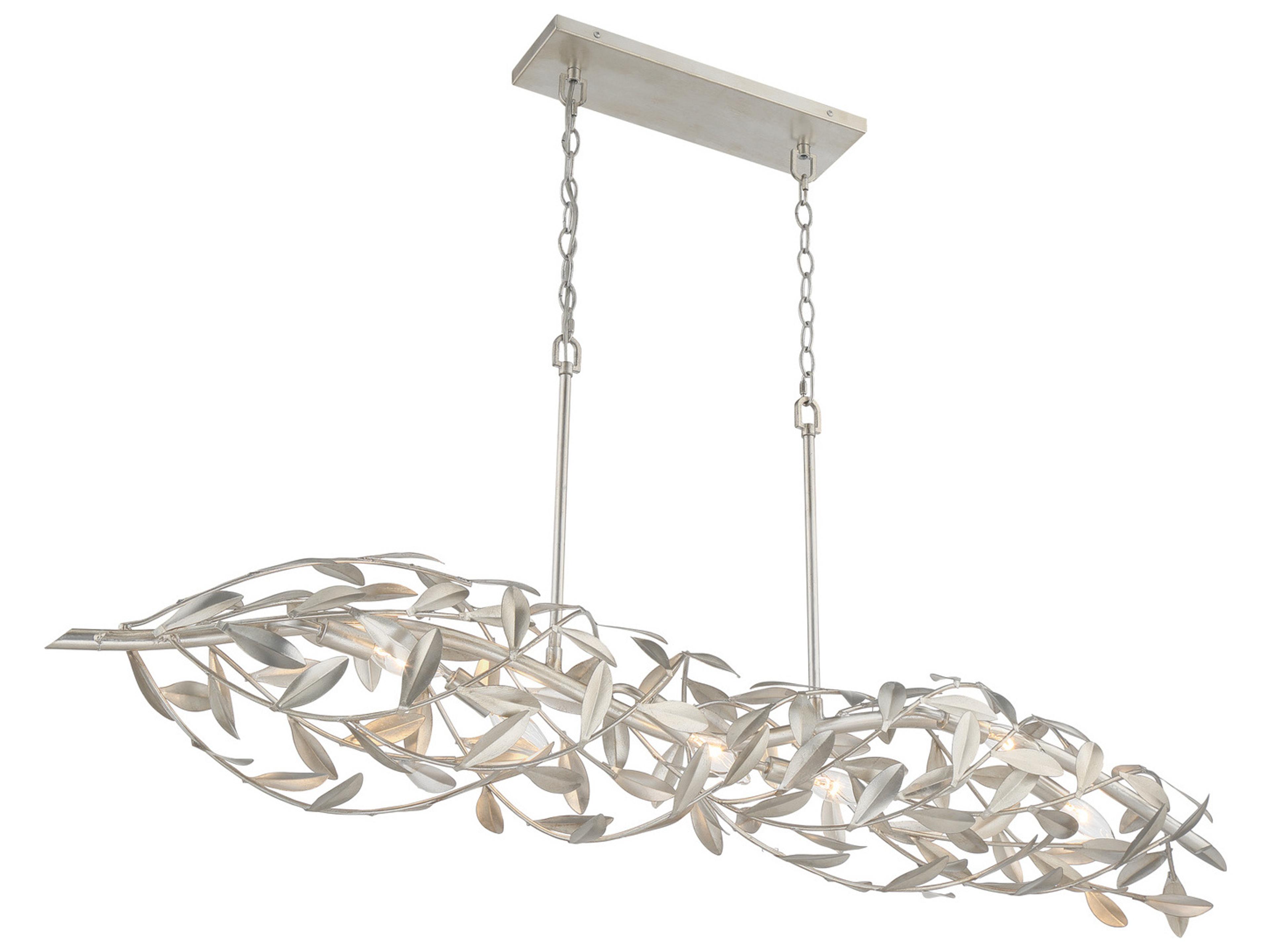 Crystorama Broche 6-Light Silver Linear Island Pendant