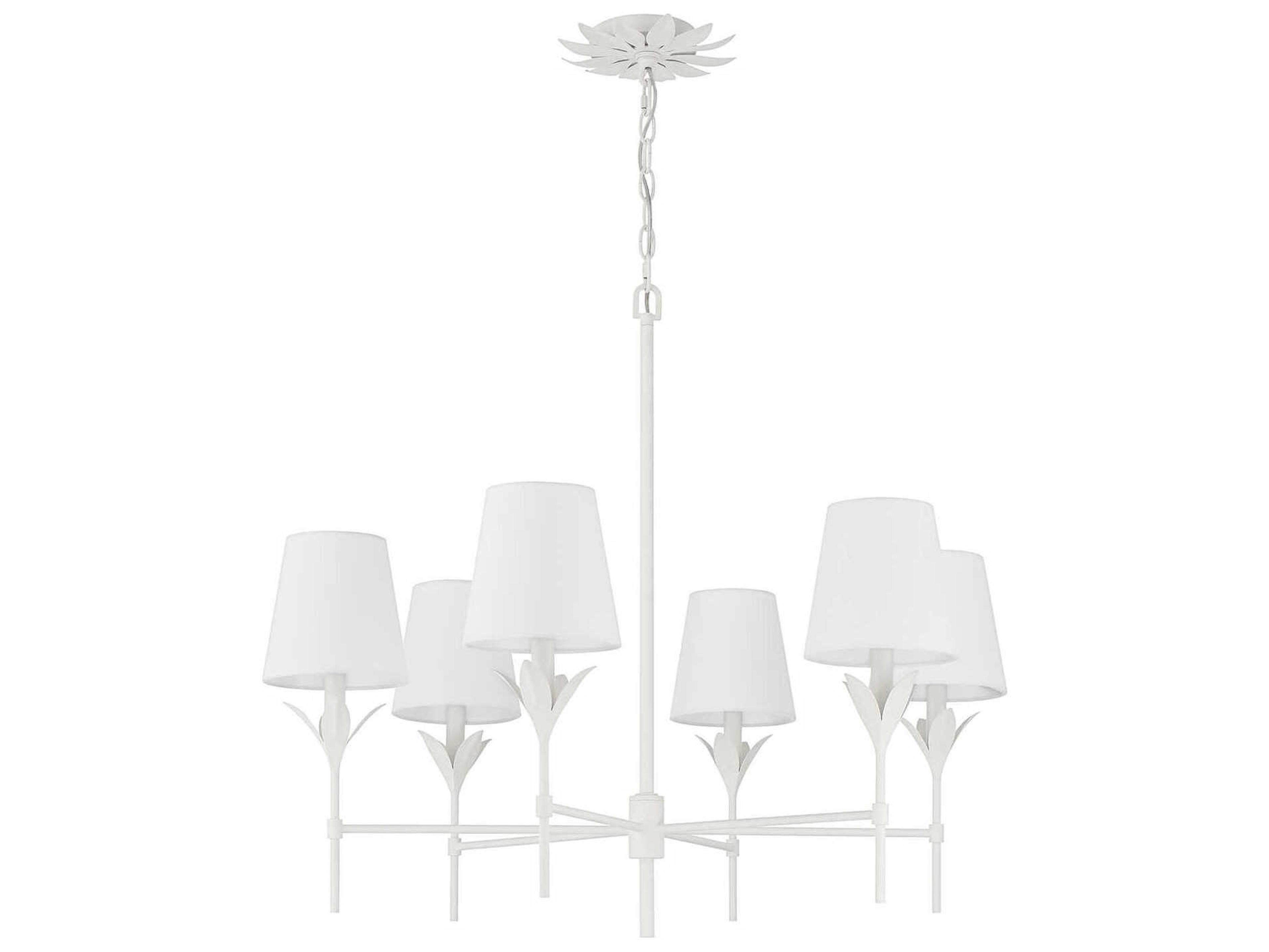 Crystorama Broche 6-Light Matte White Candelabra Chandelier