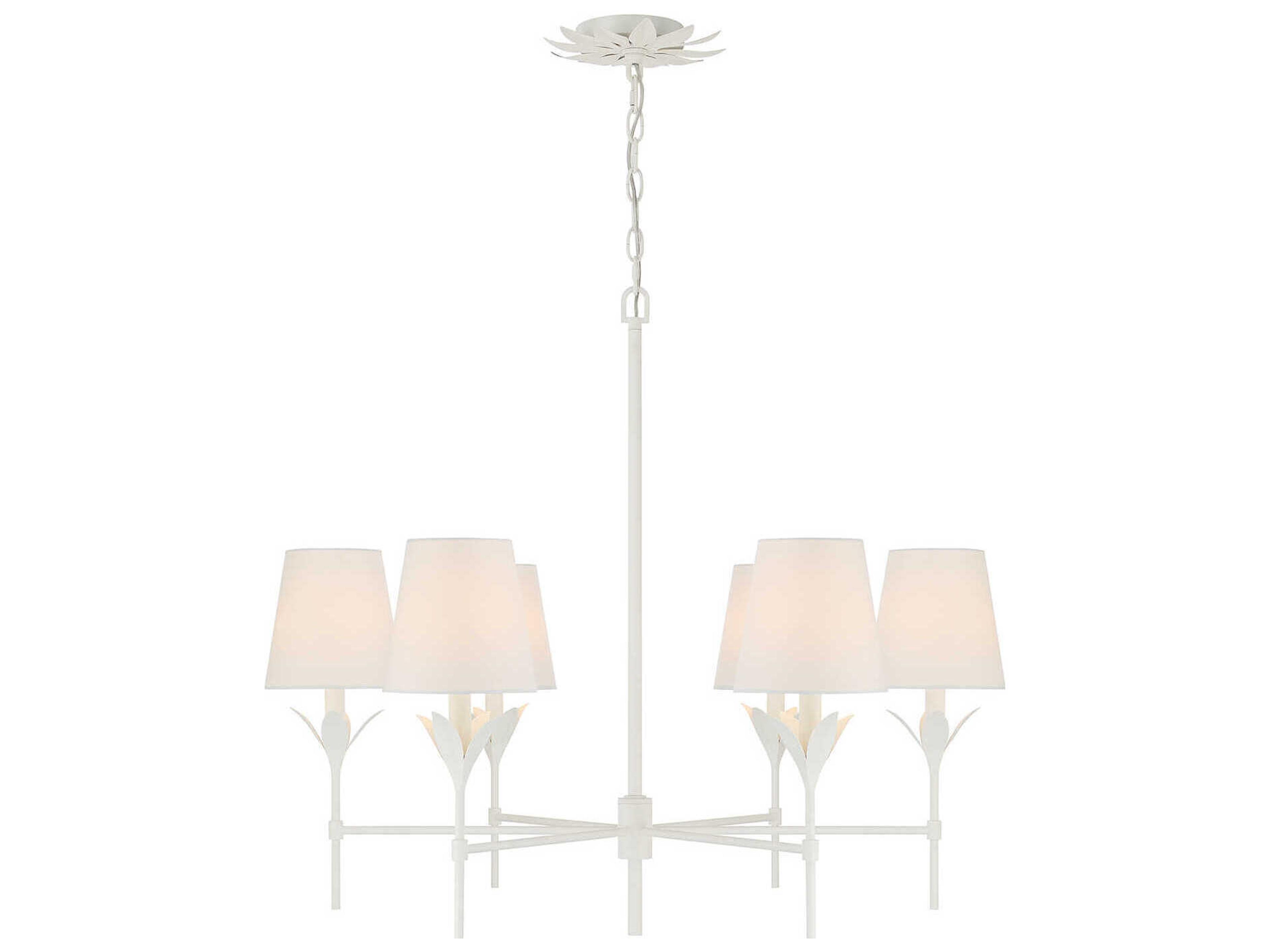 Crystorama Broche 6-Light Matte White Candelabra Chandelier