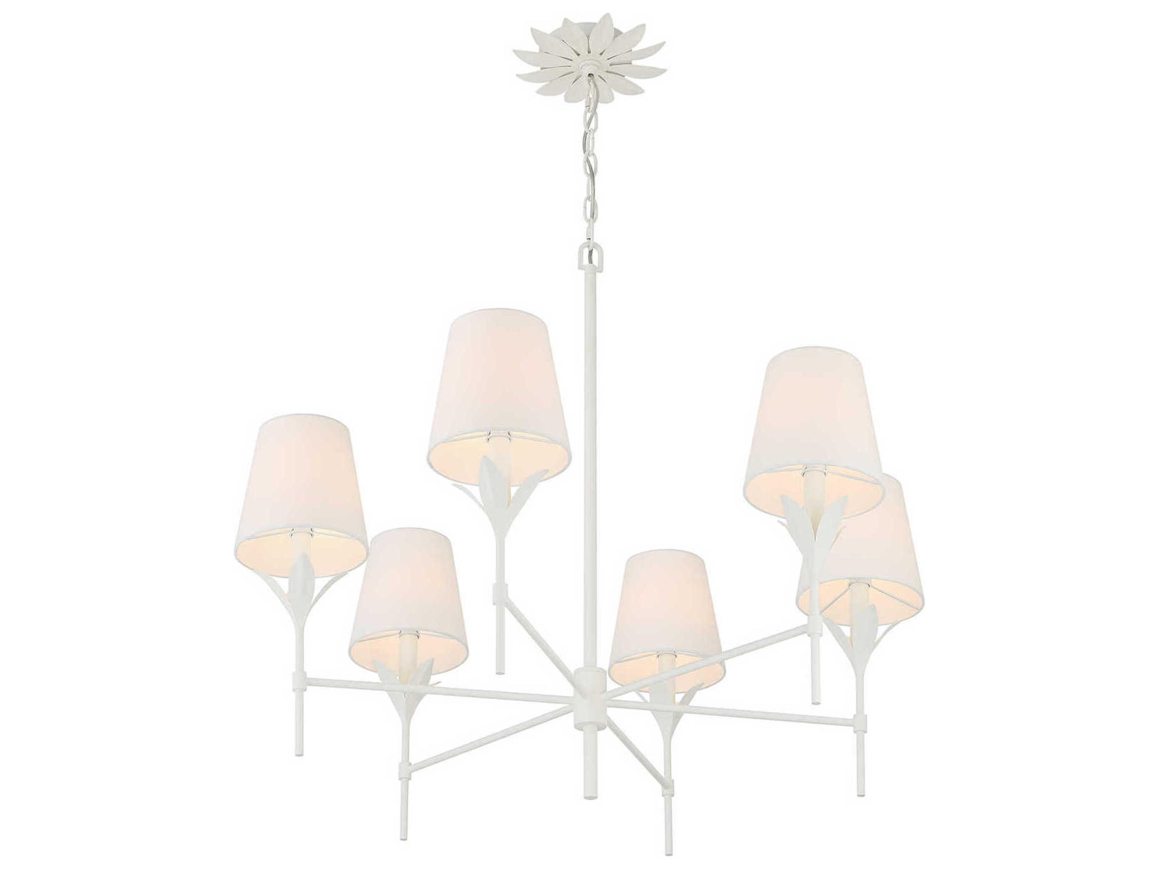 Crystorama Broche 6-Light Matte White Candelabra Chandelier