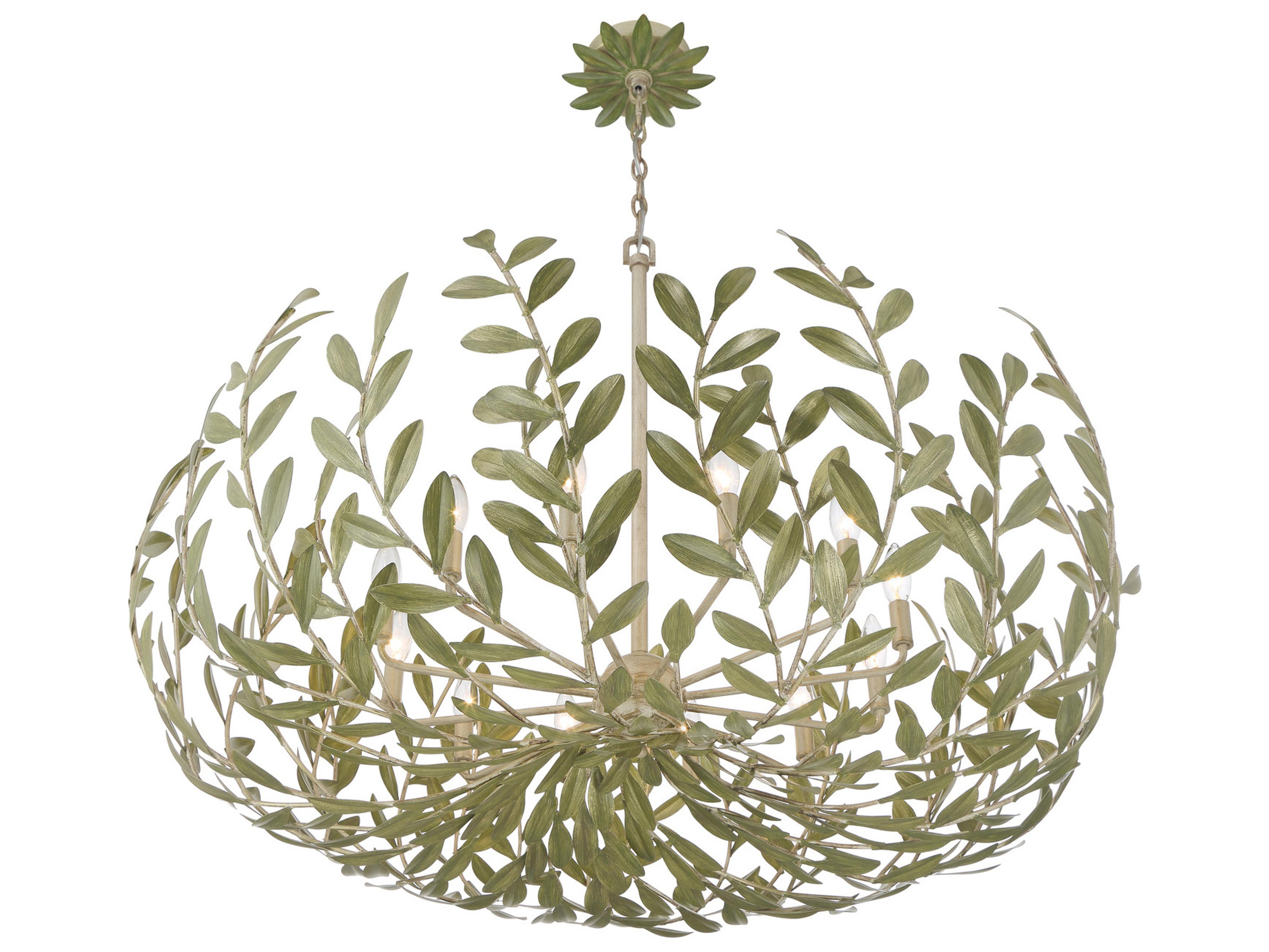 Crystorama Broche 12-Light Green Candelabra Chandelier