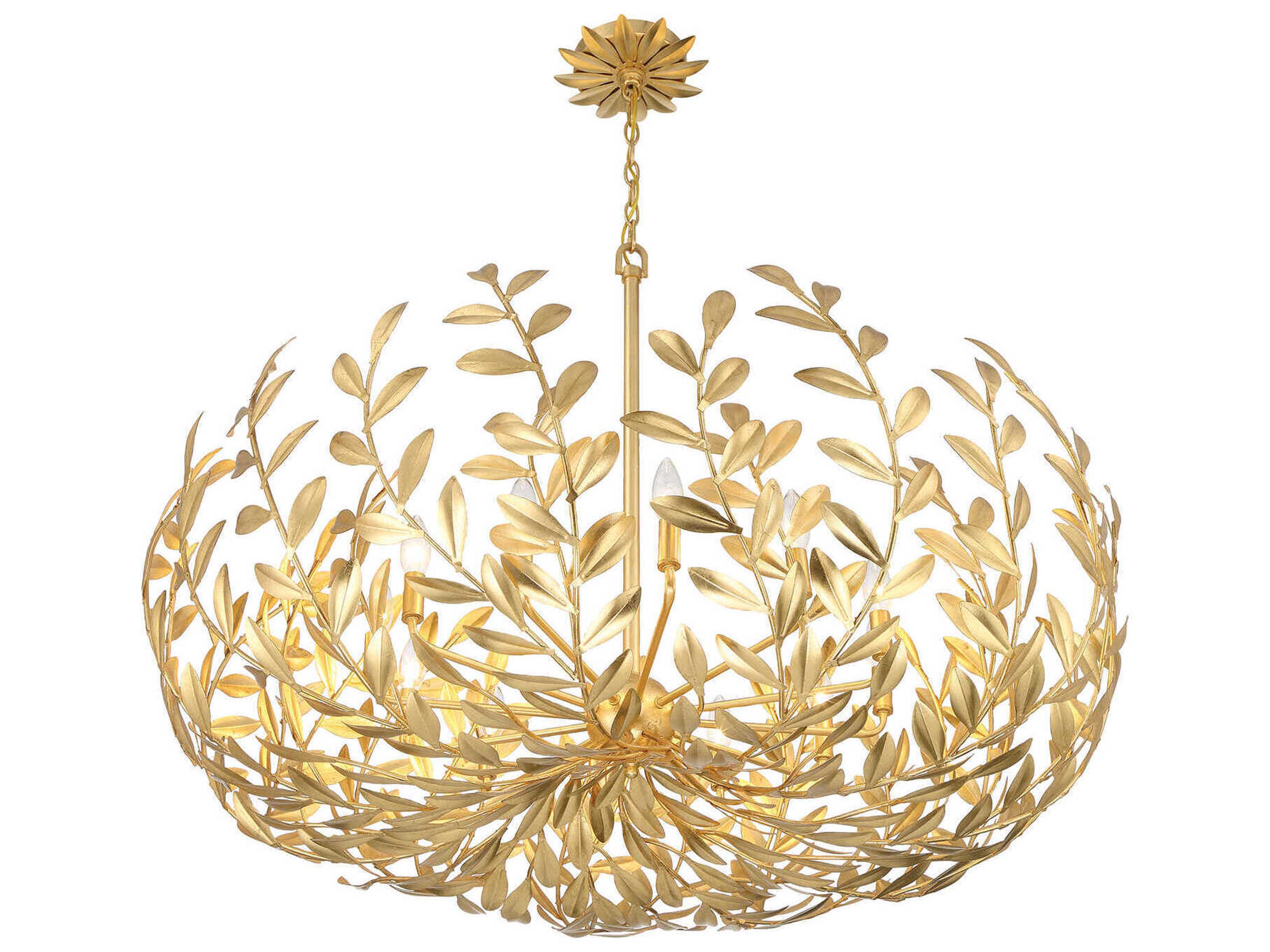 Crystorama Broche 12-Light Antique Gold Candelabra Chandelier