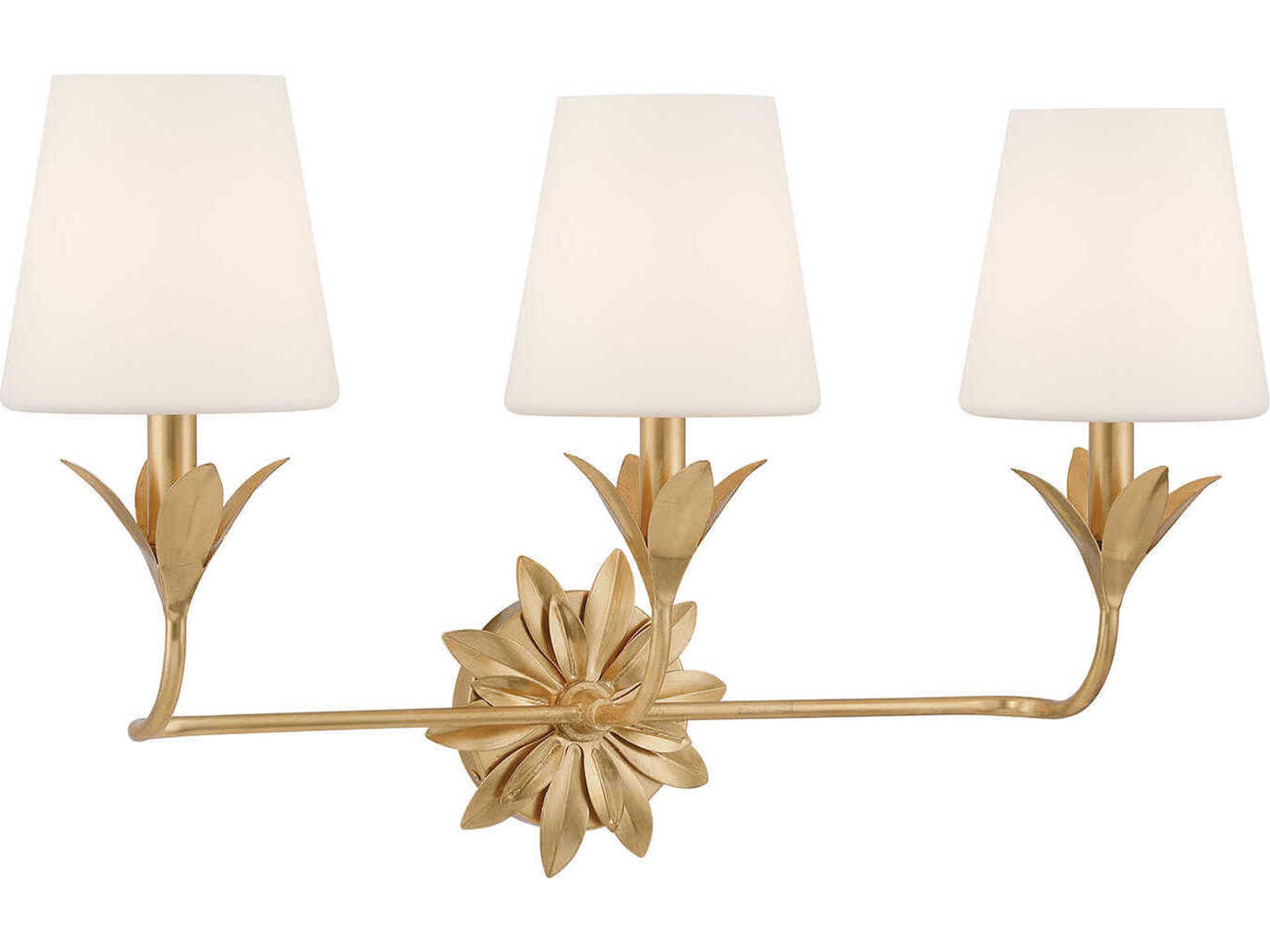Crystorama Broche 3-Light Antique Gold Vanity Light