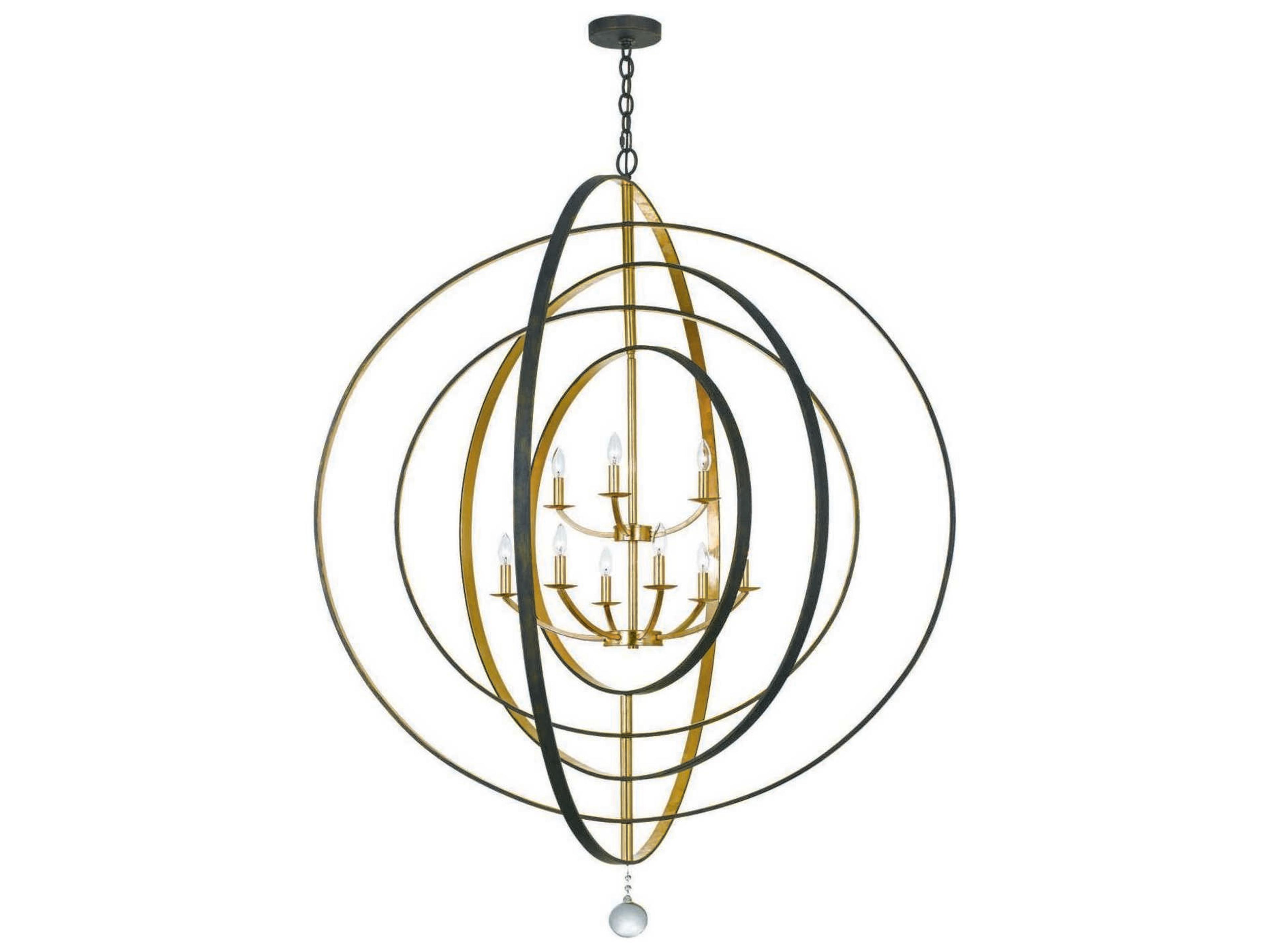Luna 9-Light Orb Chandelier in English Bronze and Antique Gold
