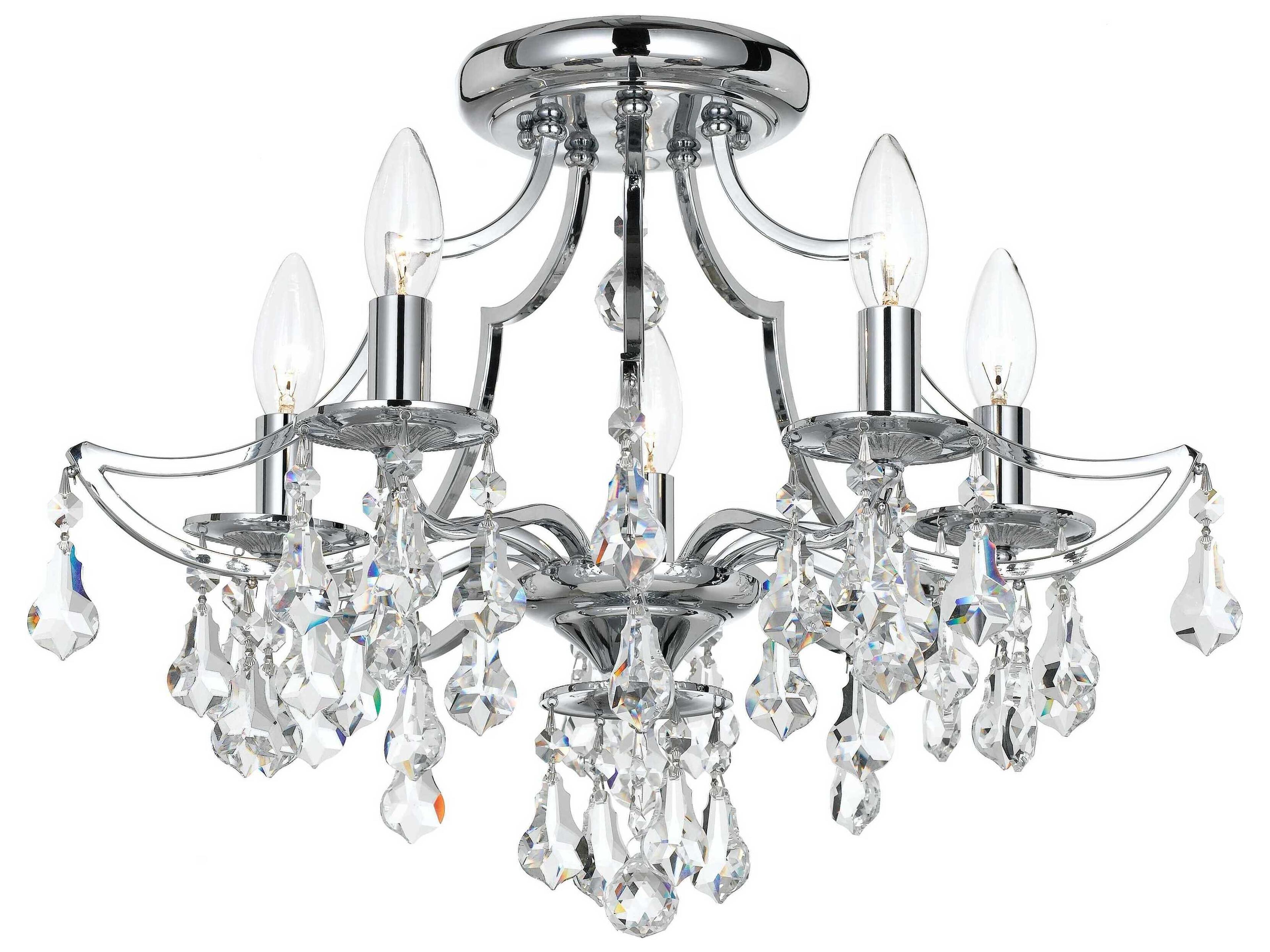 Crystorama Cedar 5-Light Polished Chrome Crystal Semi Flush Mount