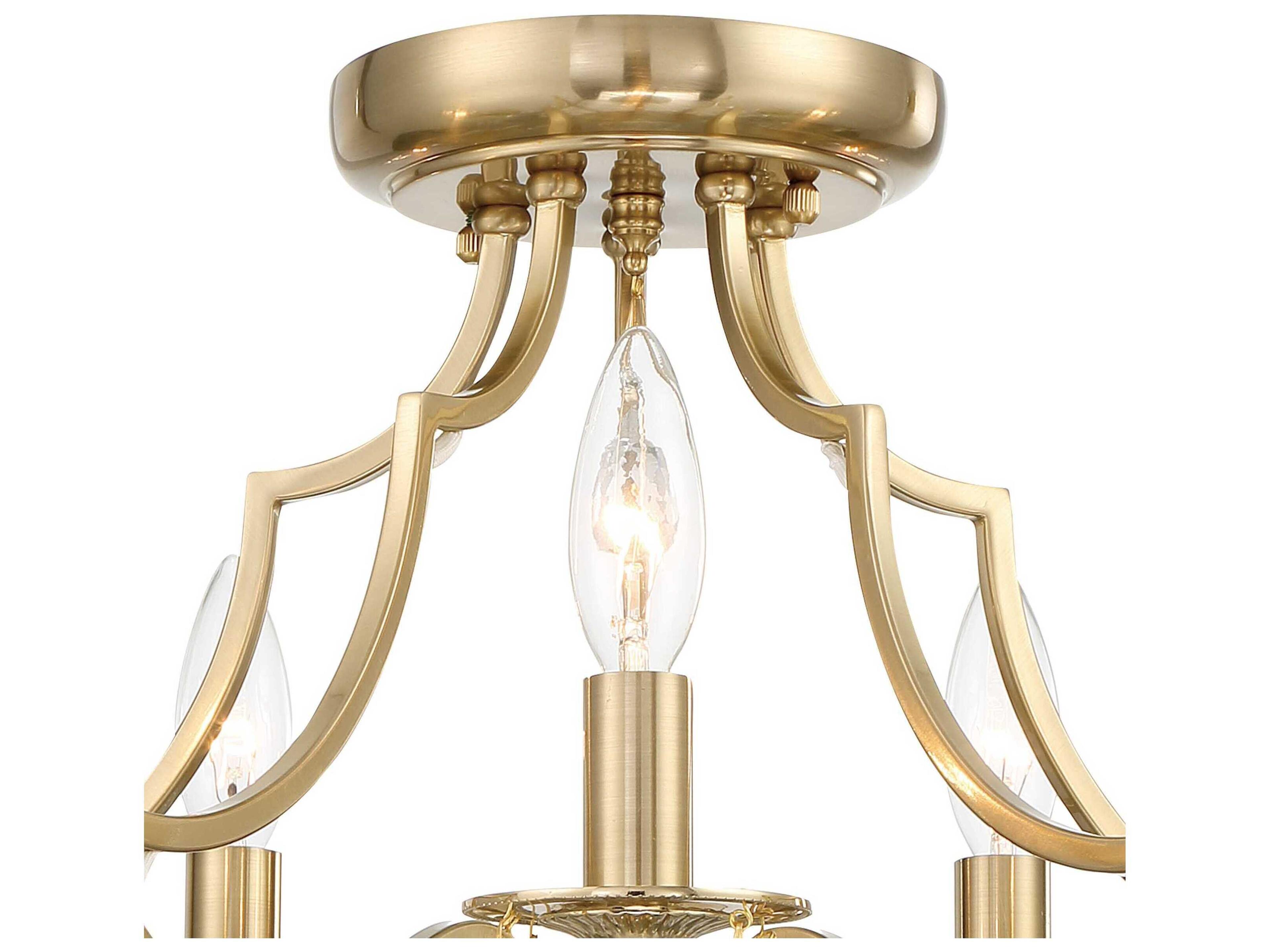 Crystorama Cedar 5-Light Vibrant Gold Crystal Glass Semi Flush Mount