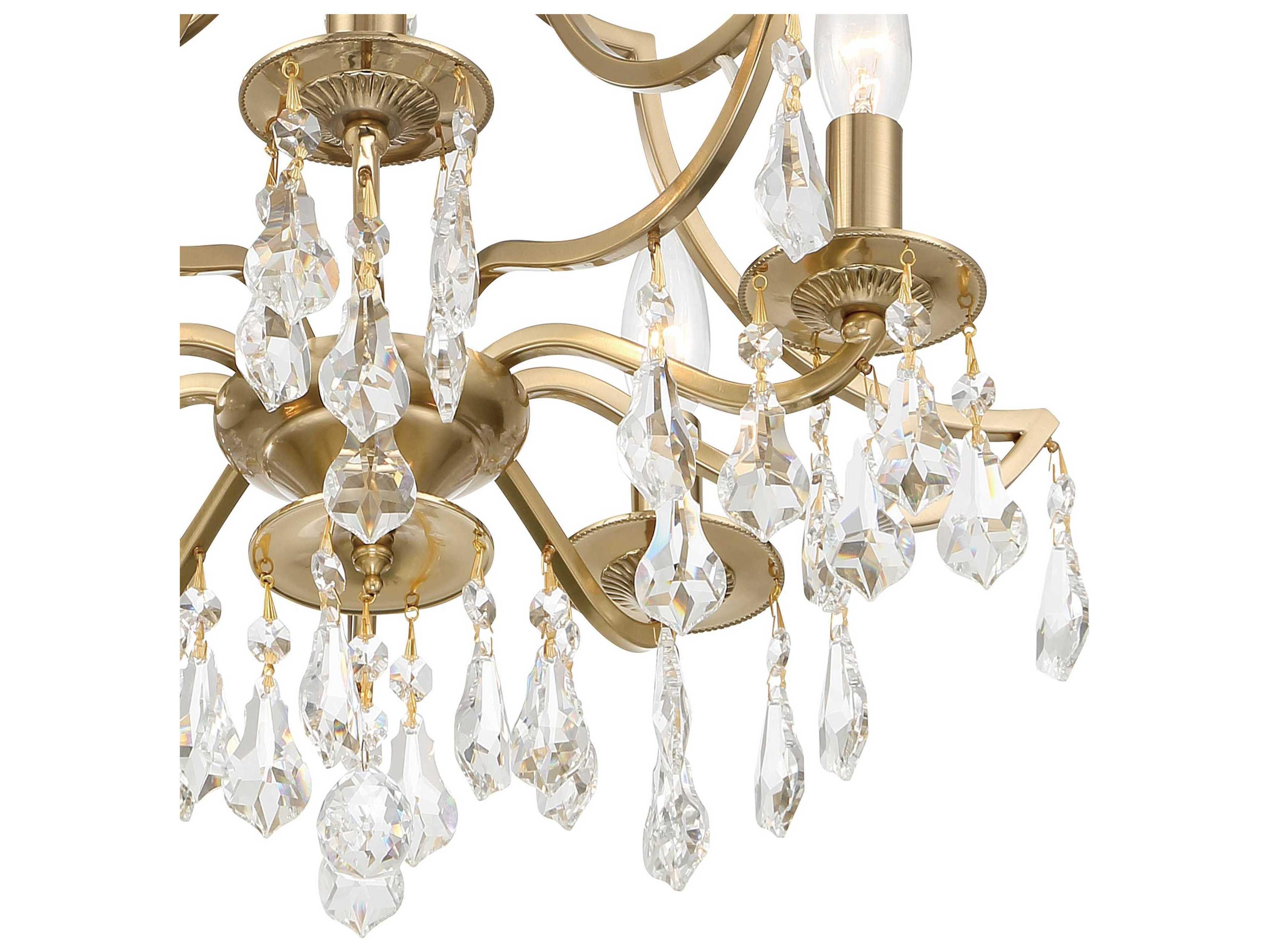 Crystorama Cedar 5-Light Vibrant Gold Crystal Glass Semi Flush Mount