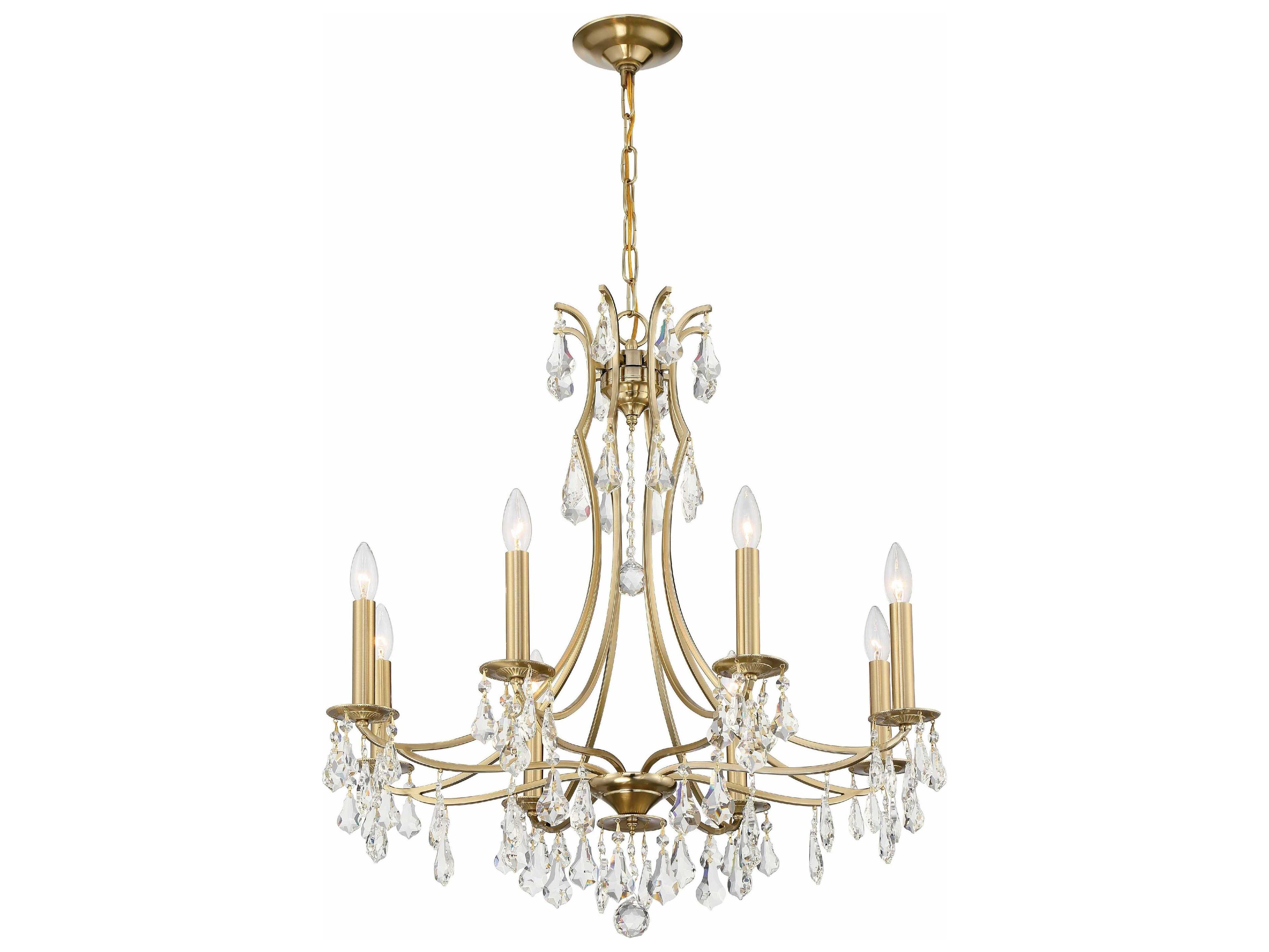 Cedar 8-Light Vibrant Gold Crystal Glass Candelabra Chandelier
