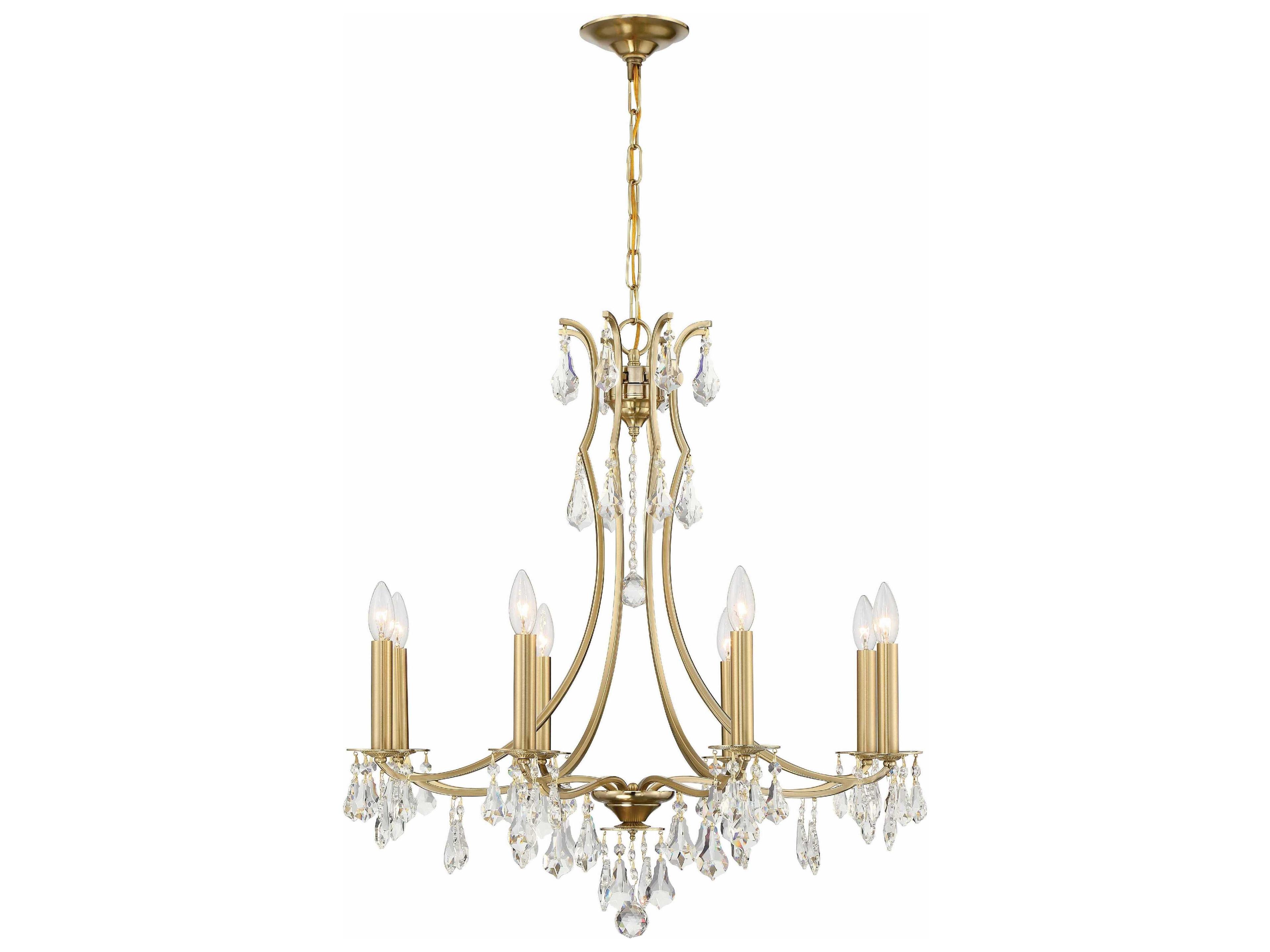 Crystorama Cedar 8-Light Vibrant Gold Crystal Glass Candelabra Chandelier