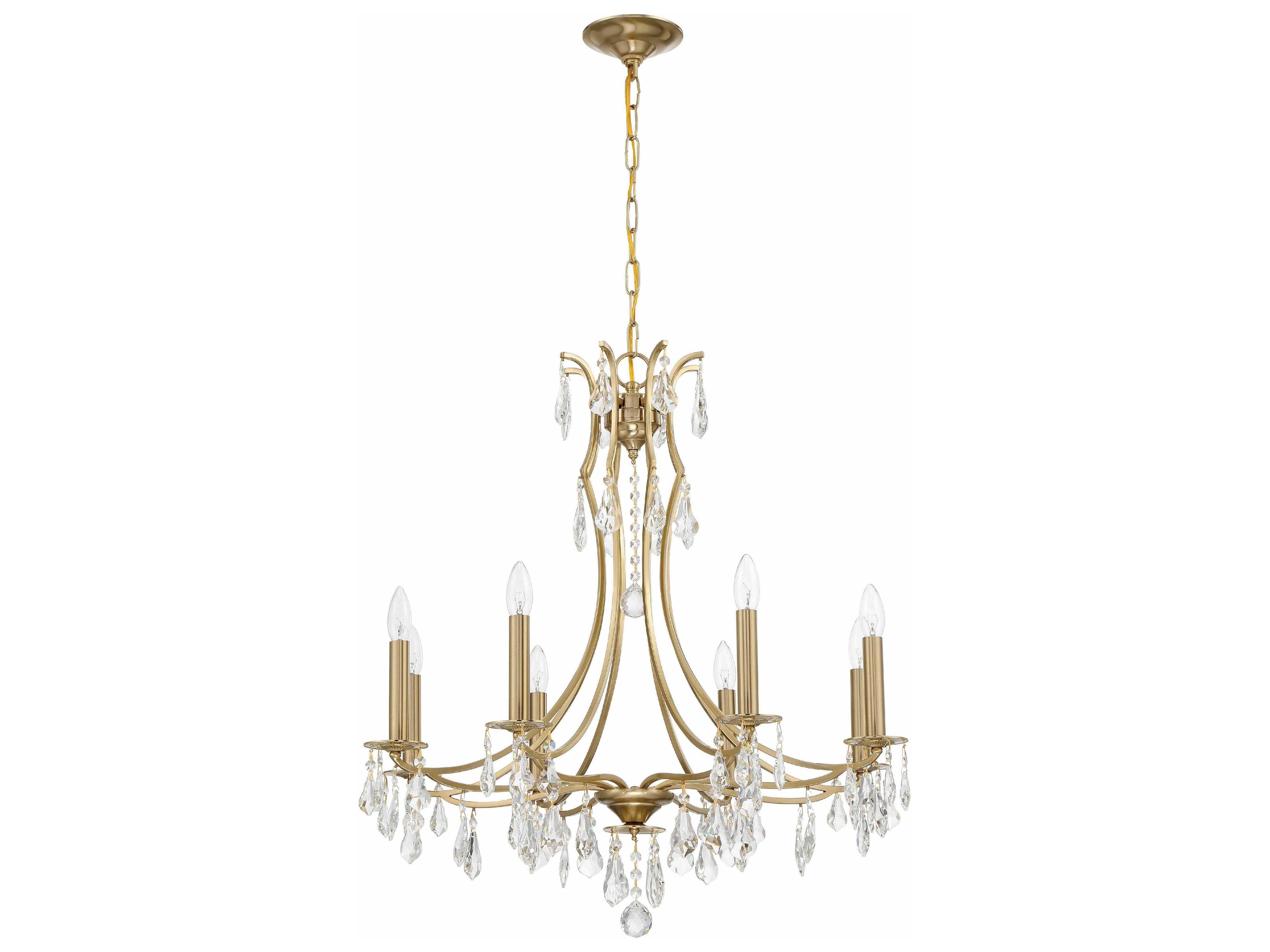 Crystorama Cedar 8-Light Vibrant Gold Crystal Glass Candelabra Chandelier