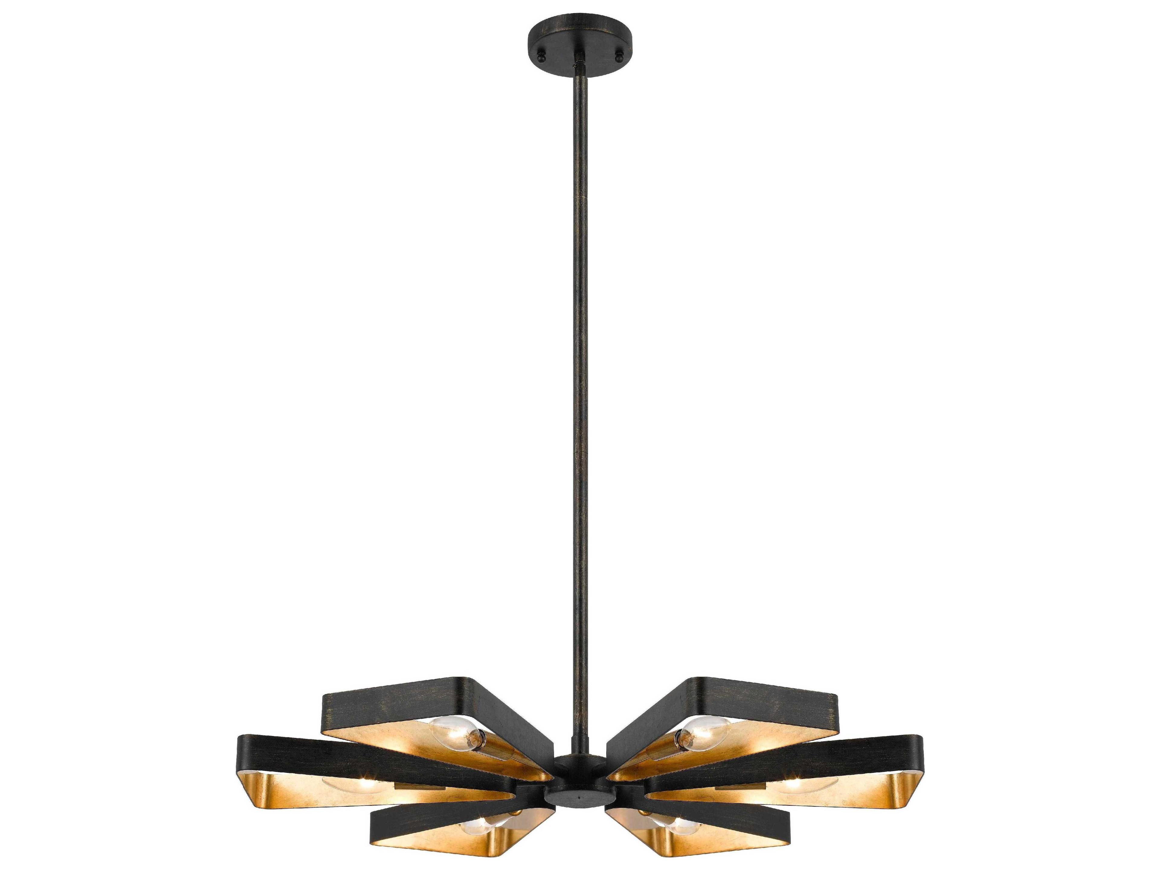 Luna 6-Light English Bronze Antique Gold Geometric Chandelier