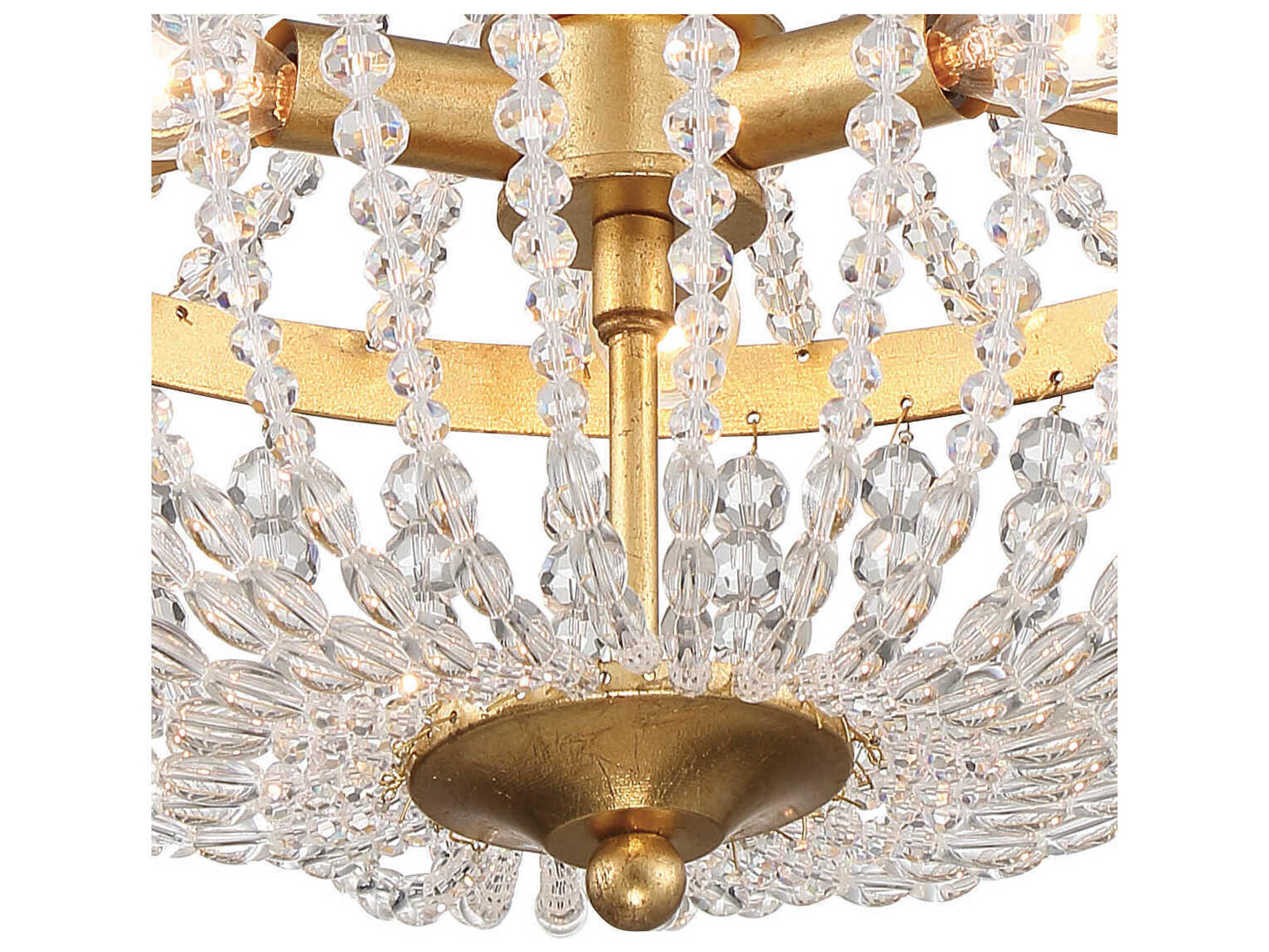 Crystorama Rylee 3-Light Antique Gold Crystal Bowl Candelabra Empire Chandelier