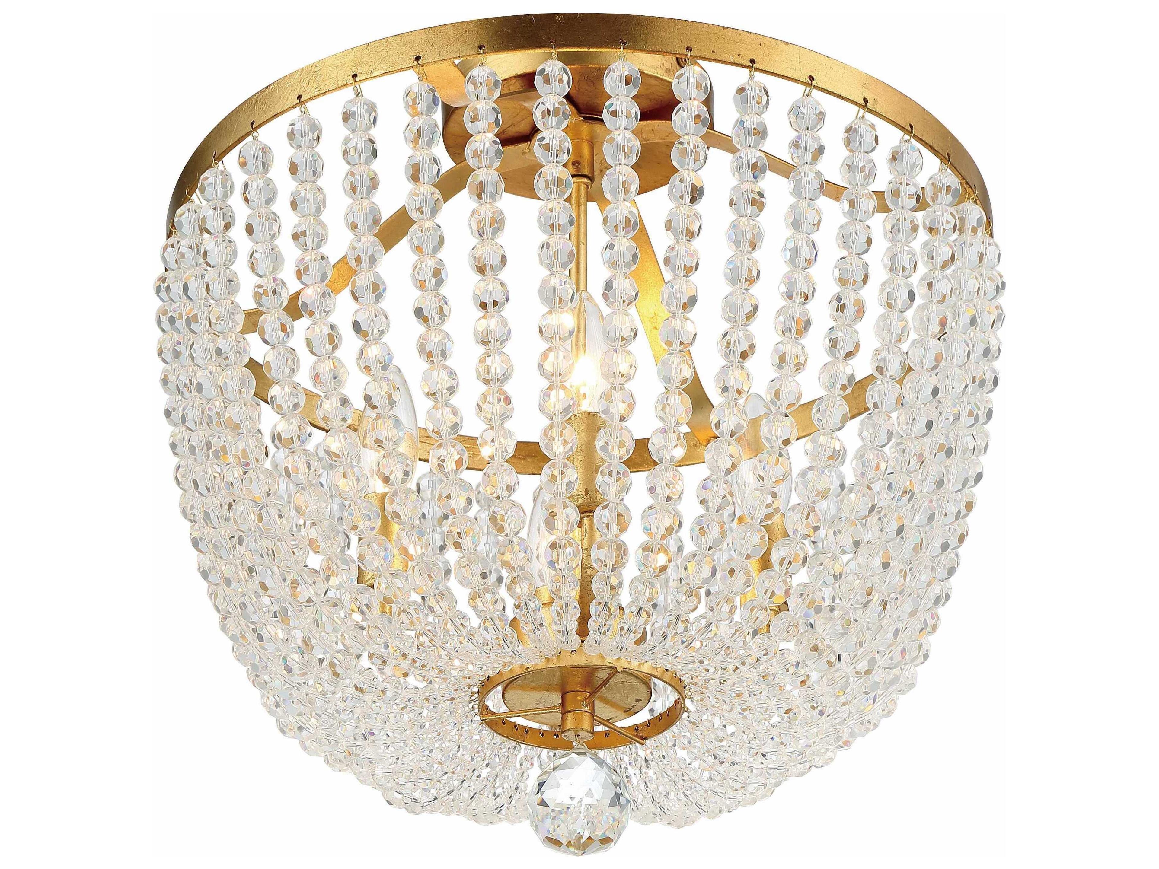 Crystorama Rylee 4-Light Antique Gold Crystal Bowl Semi Flush Mount
