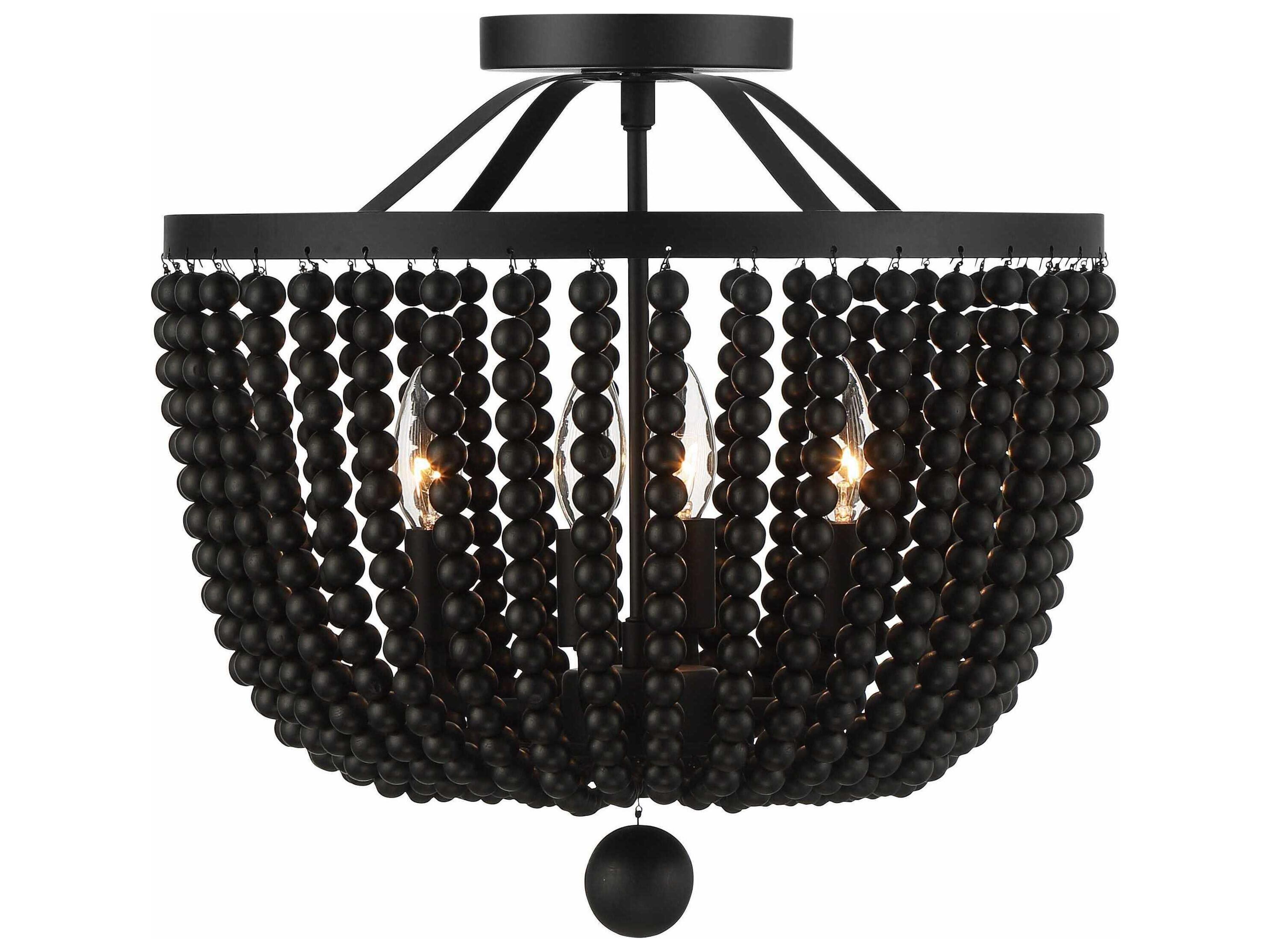 Crystorama Rylee 4-Light Matte Black Bowl Semi Flush Mount