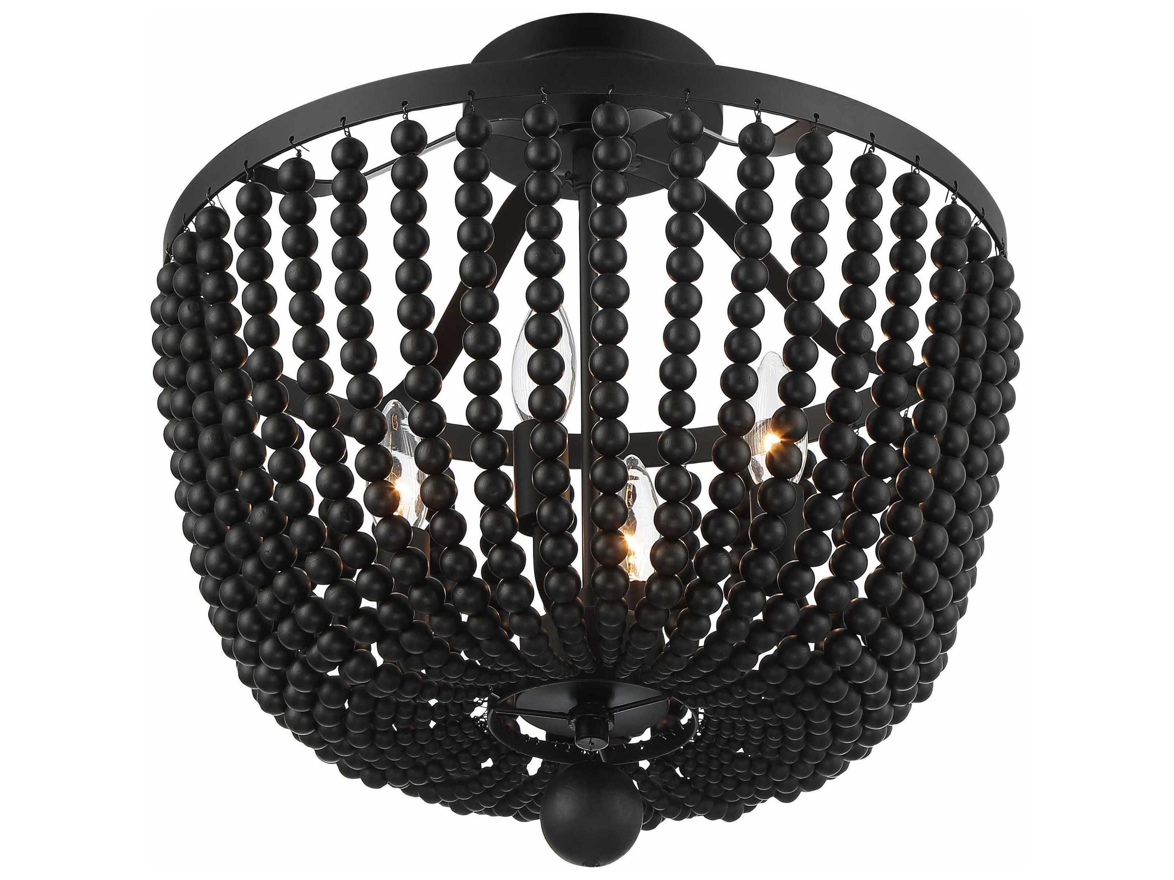 Crystorama Rylee 4-Light Matte Black Bowl Semi Flush Mount
