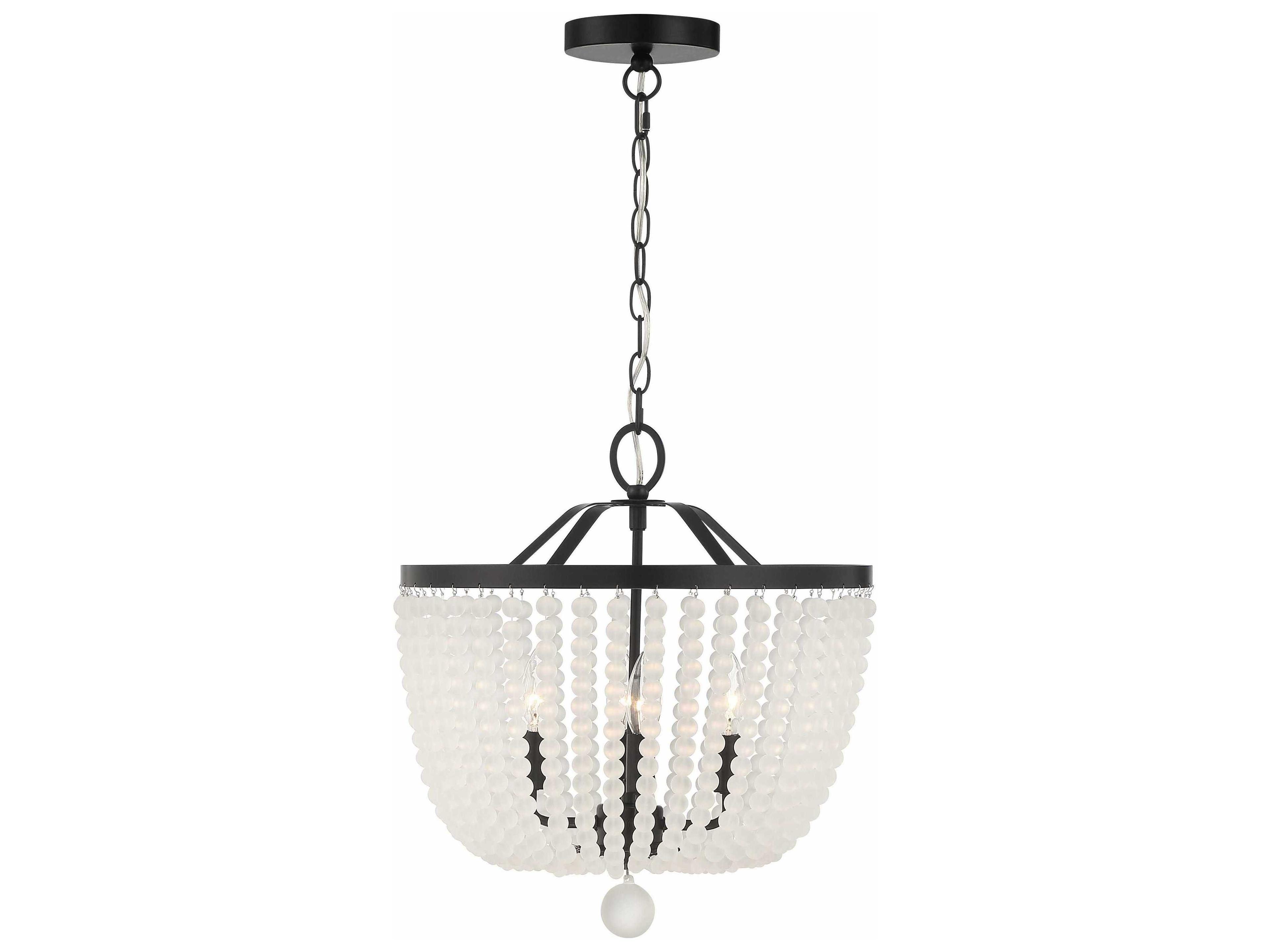 Rylee 4-Light Matte Black Glass Bowl Candelabra Chandelier