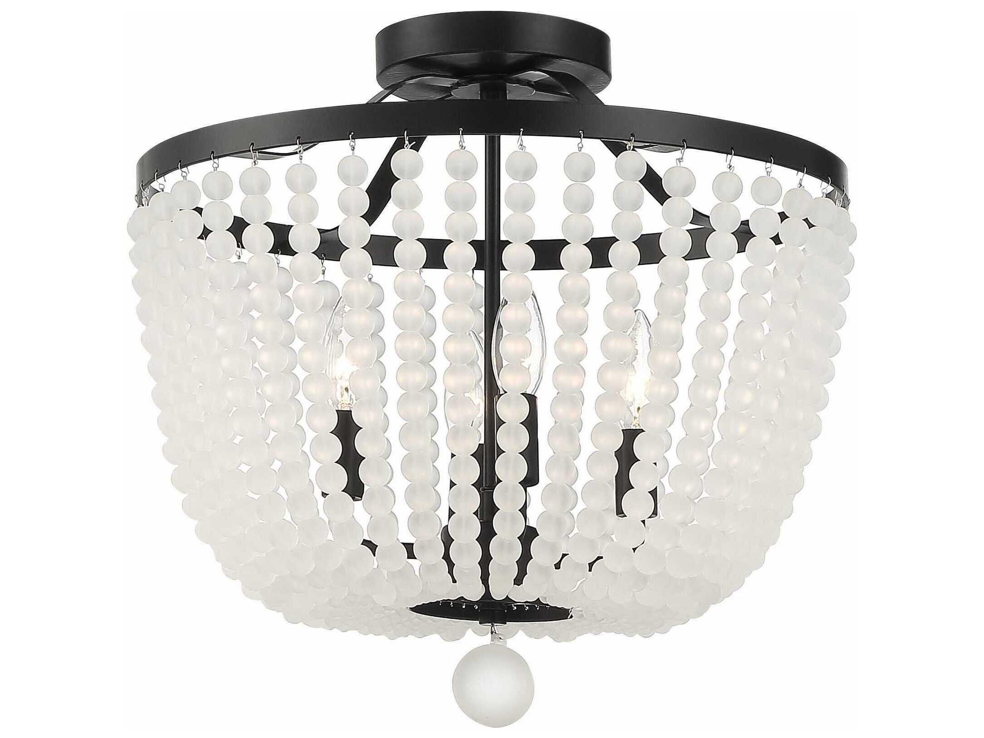 Rylee 4-Light Matte Black Glass Bowl Semi Flush Mount