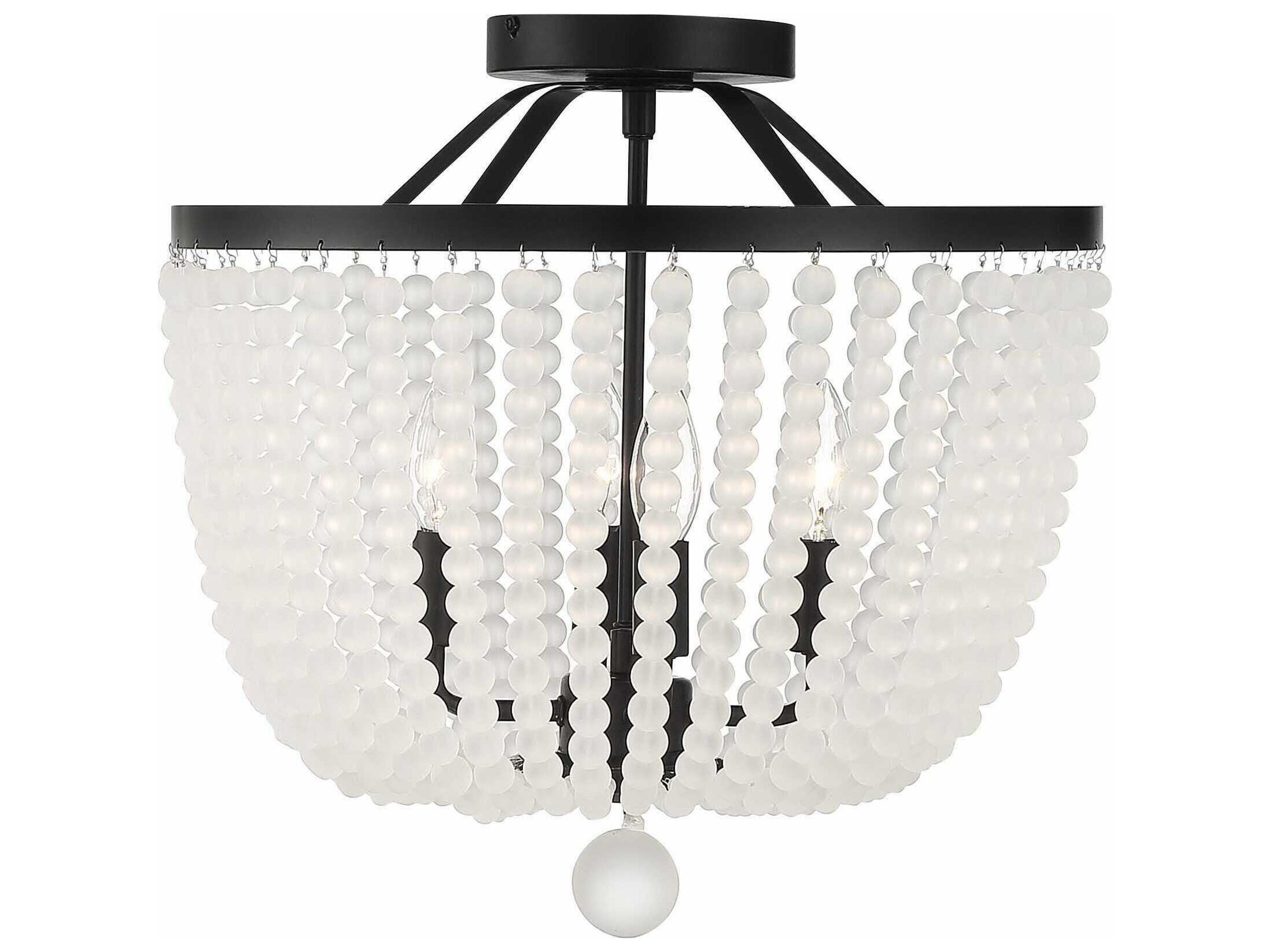 Crystorama Rylee 4-Light Matte Black Glass Bowl Semi Flush Mount