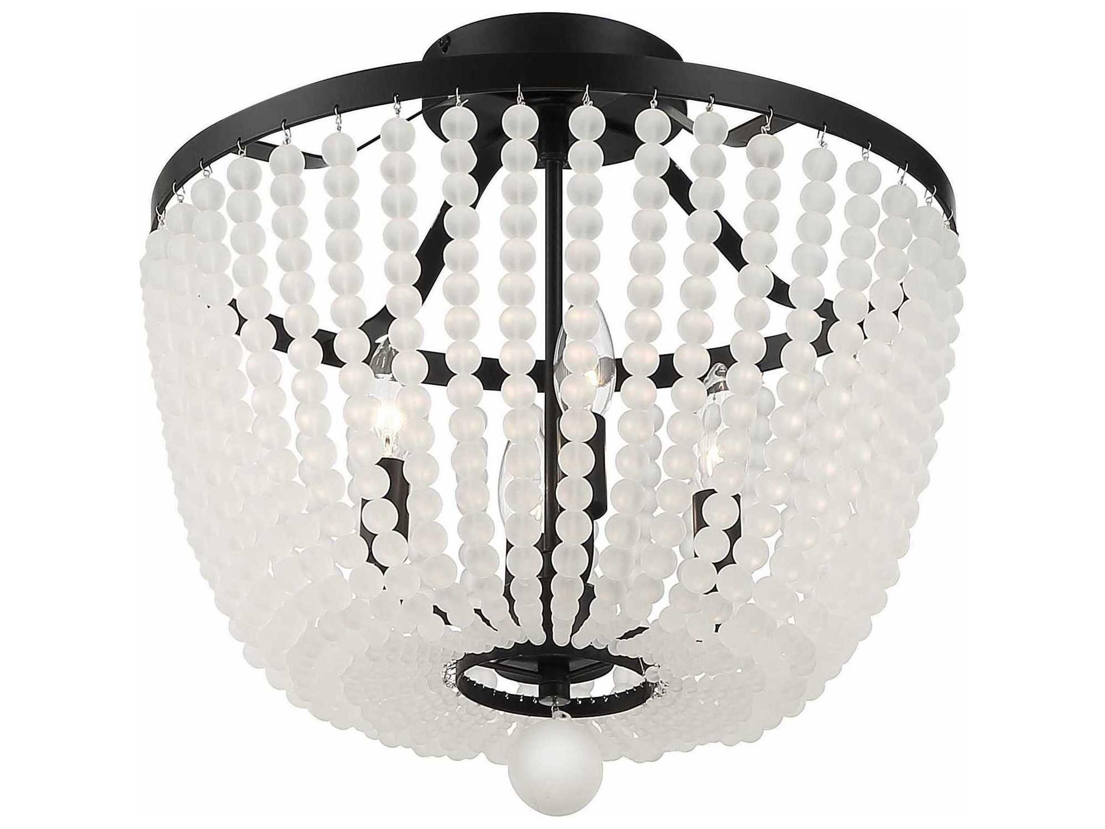 Crystorama Rylee 4-Light Matte Black Glass Bowl Semi Flush Mount
