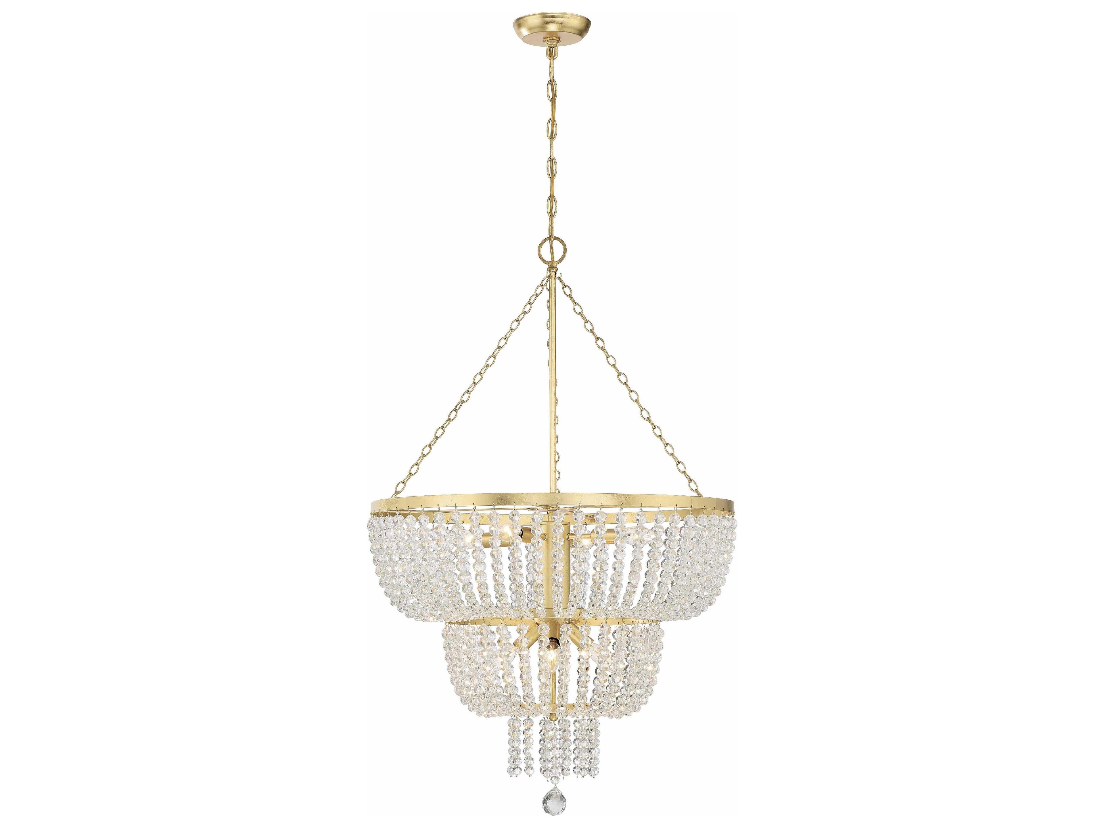 Rylee 8-Light Antique Gold Crystal Bowl Candelabra Chandelier