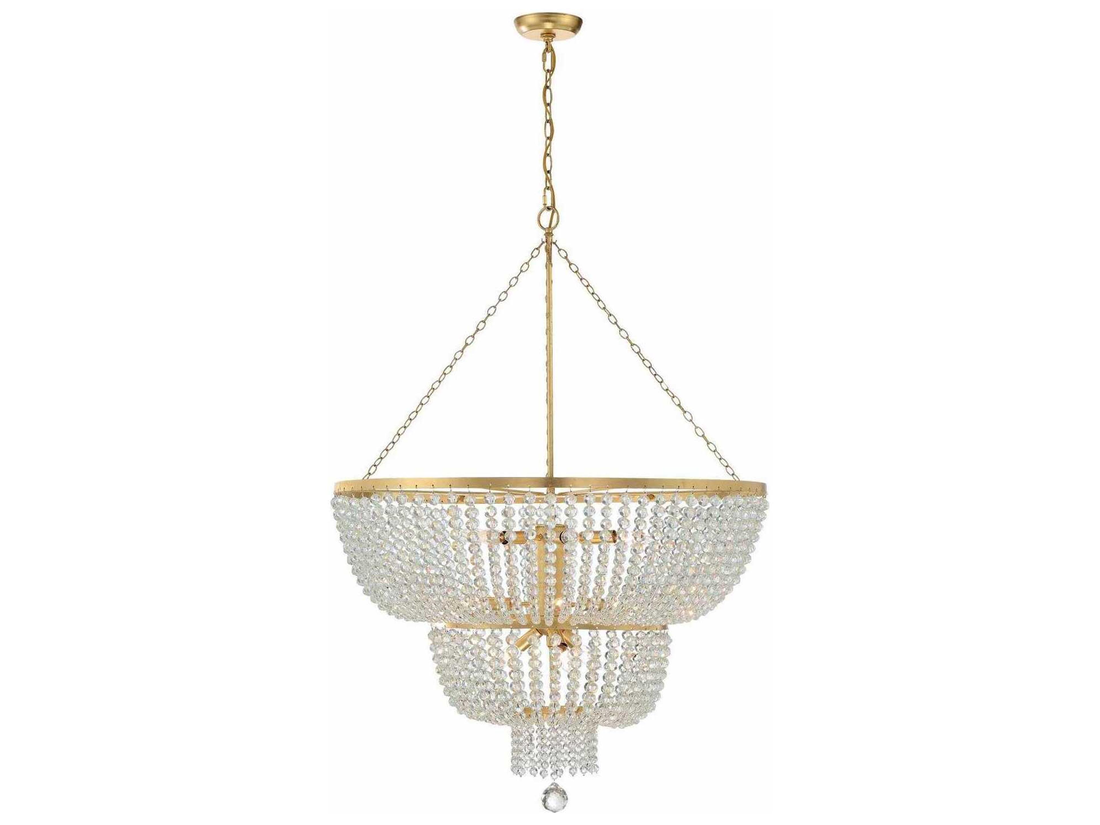 Rylee 12-Light Antique Gold Crystal Candelabra Tiered Chandelier