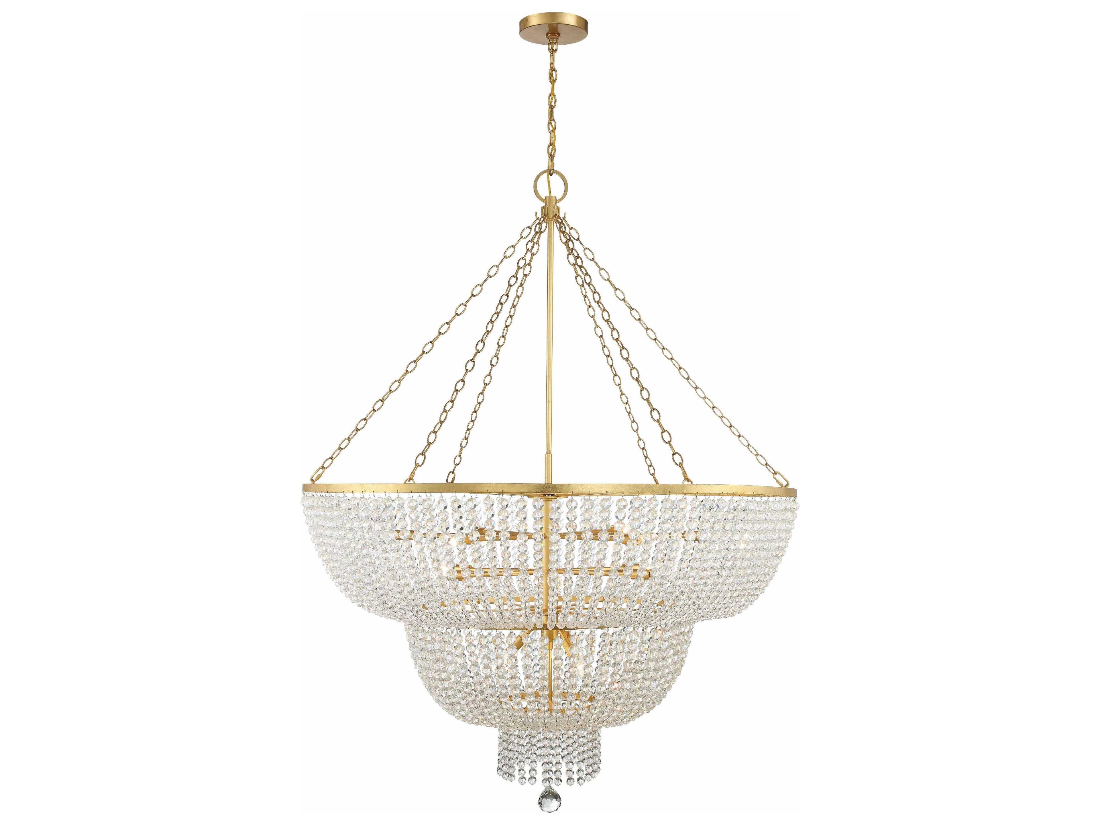 Rylee 15-Light Antique Gold Glass Candelabra Chandelier