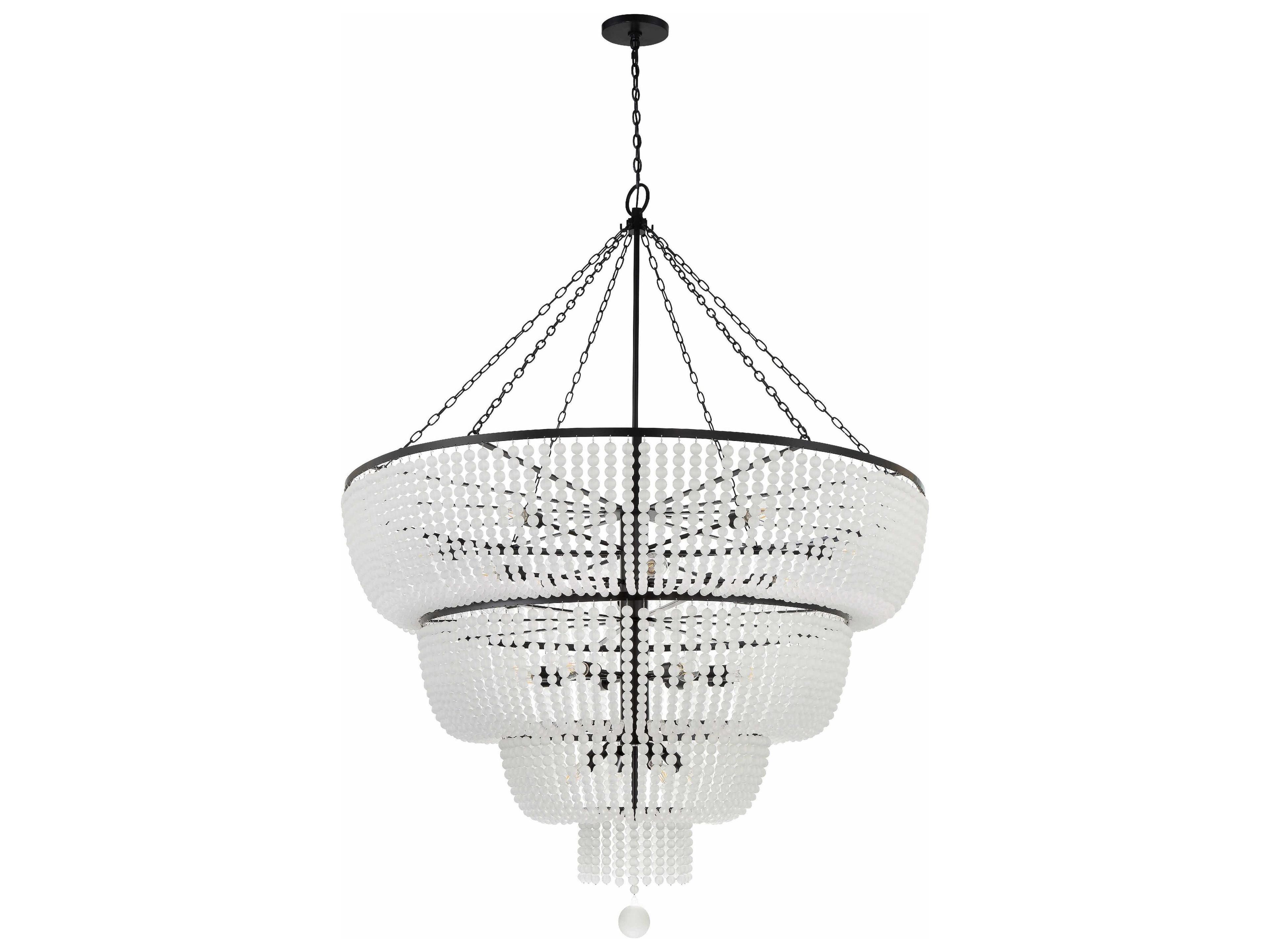 Crystorama Rylee 24-Light Matte Black Glass Candelabra Chandelier