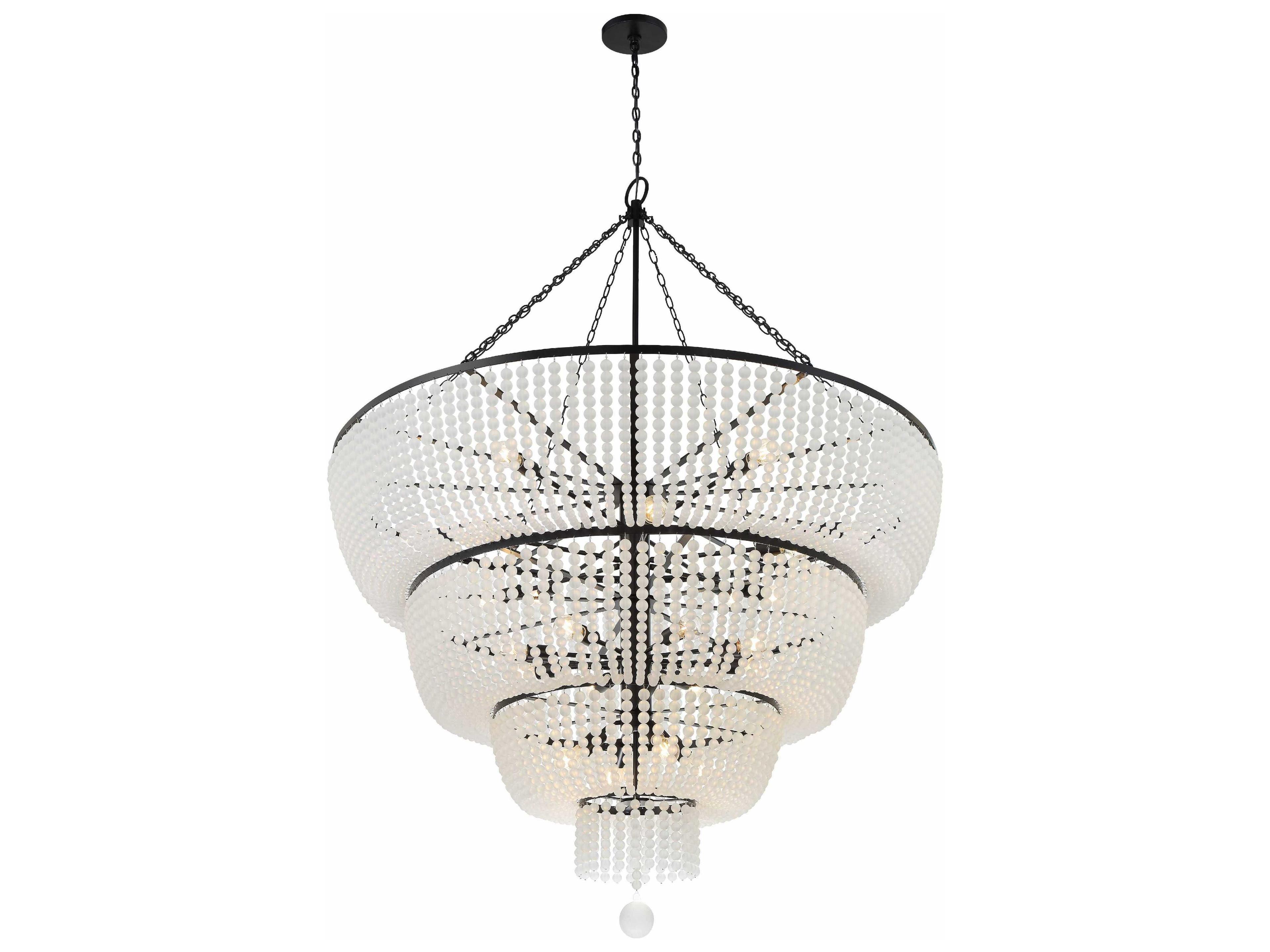 Crystorama Rylee 24-Light Matte Black Glass Candelabra Chandelier