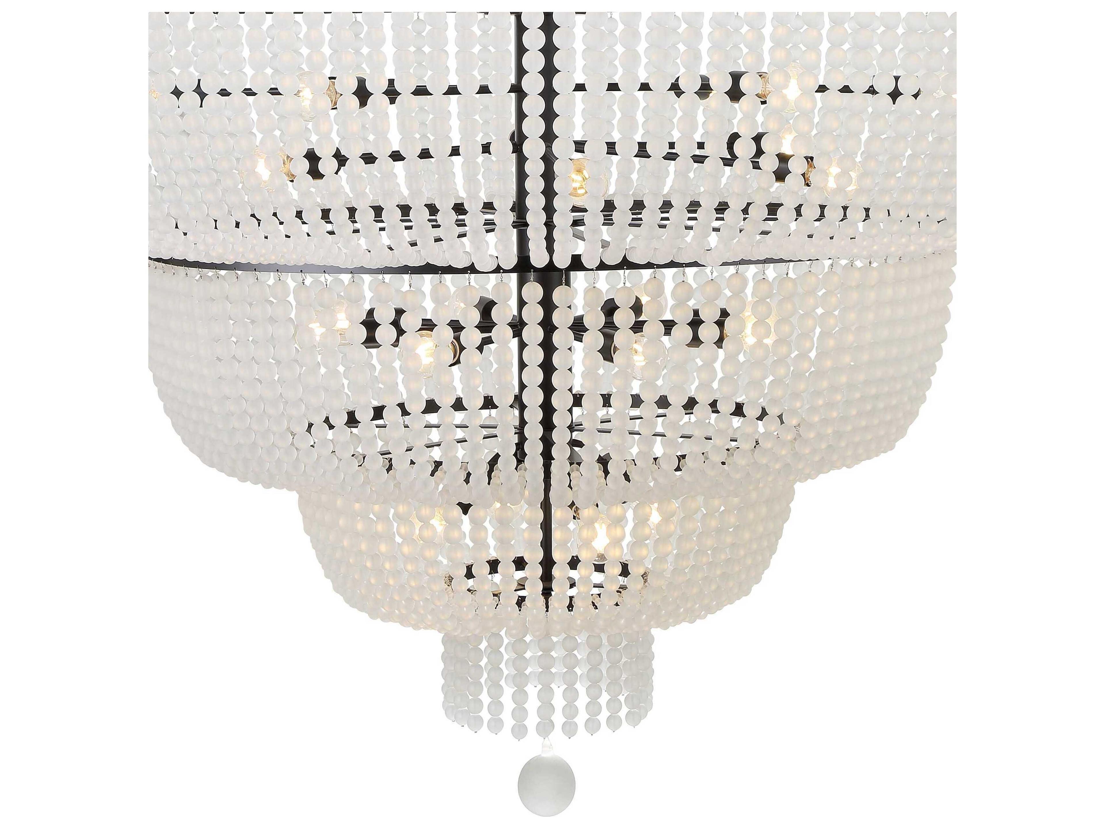 Crystorama Rylee 24-Light Matte Black Glass Candelabra Chandelier