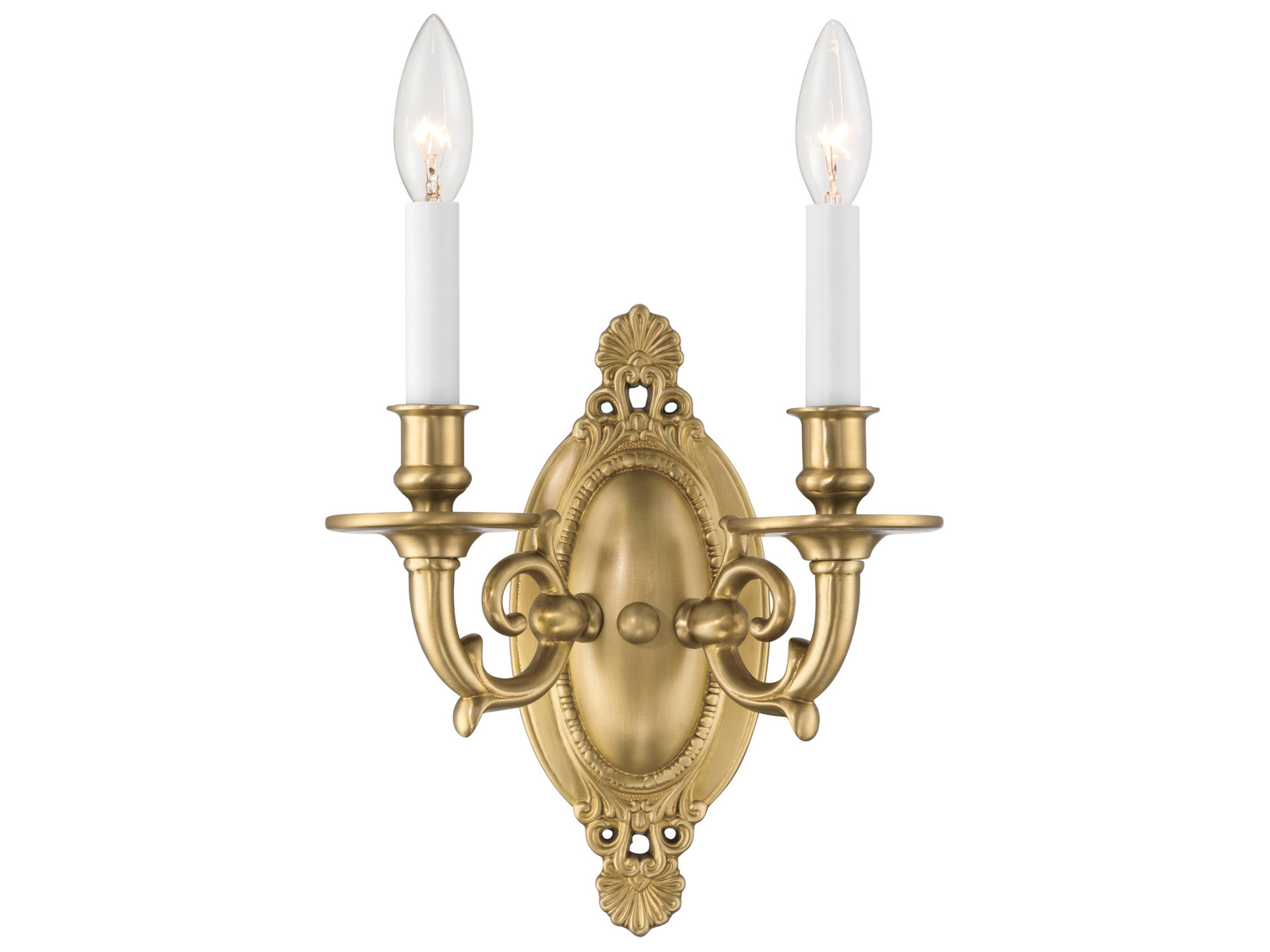 Crystorama Milford 2-Light Gold Traditional Wall Sconce