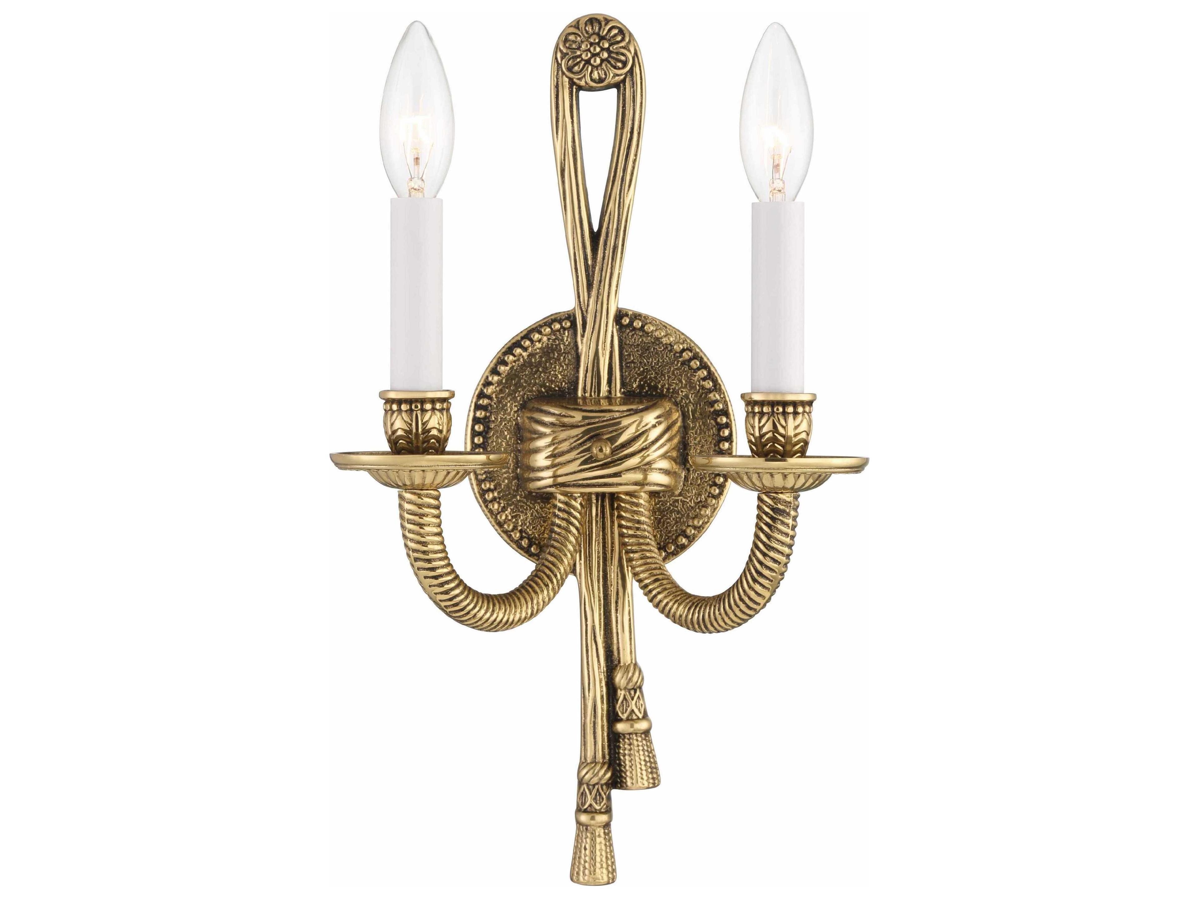 Crystorama 2-Light Olde Brass Wall Sconce