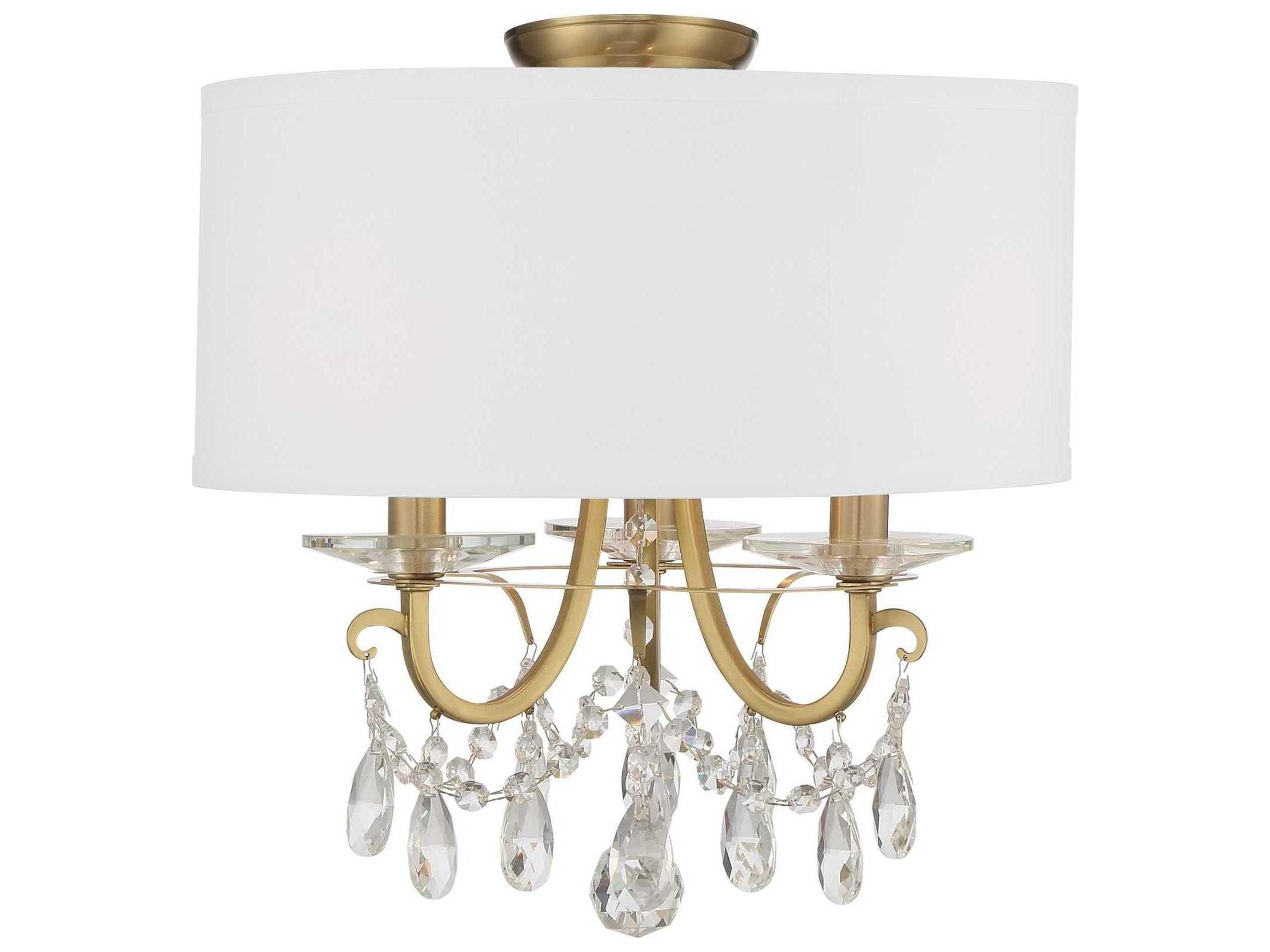 Othello 3-Light Vibrant Gold Crystal Drum Semi Flush Mount