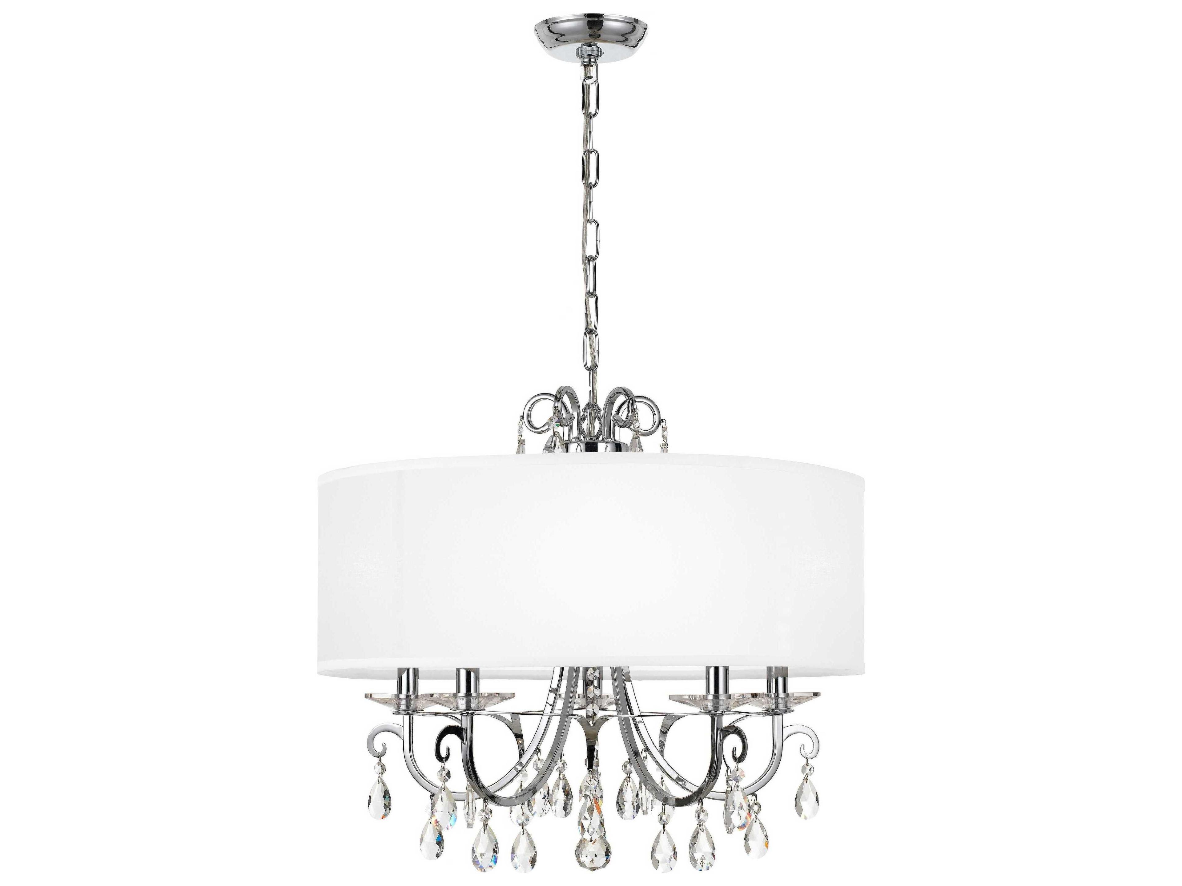 Othello 5-Light White Crystal Candelabra Drum Chandelier