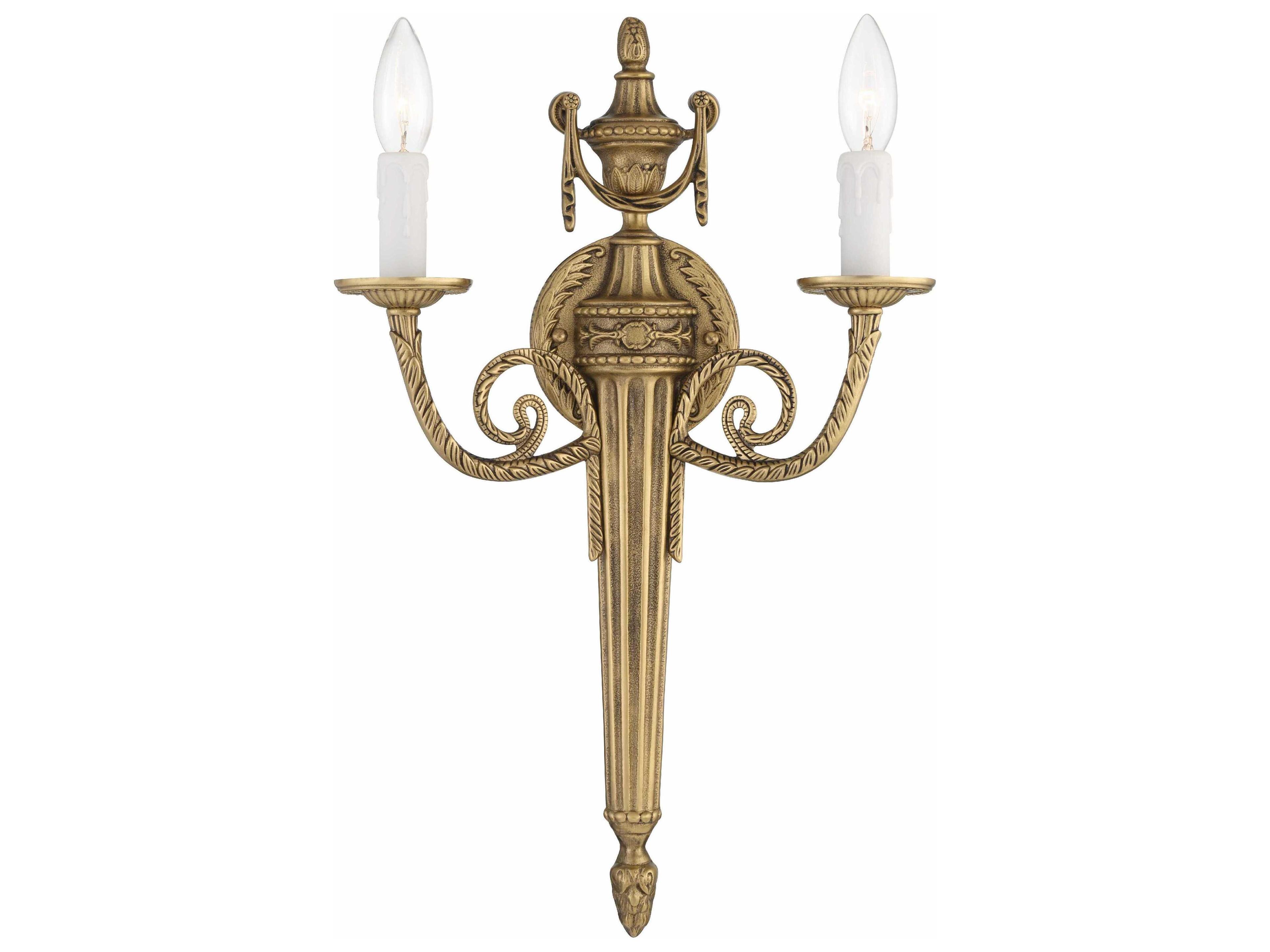 Crystorama 2-Light Matte Brass Wall Sconce