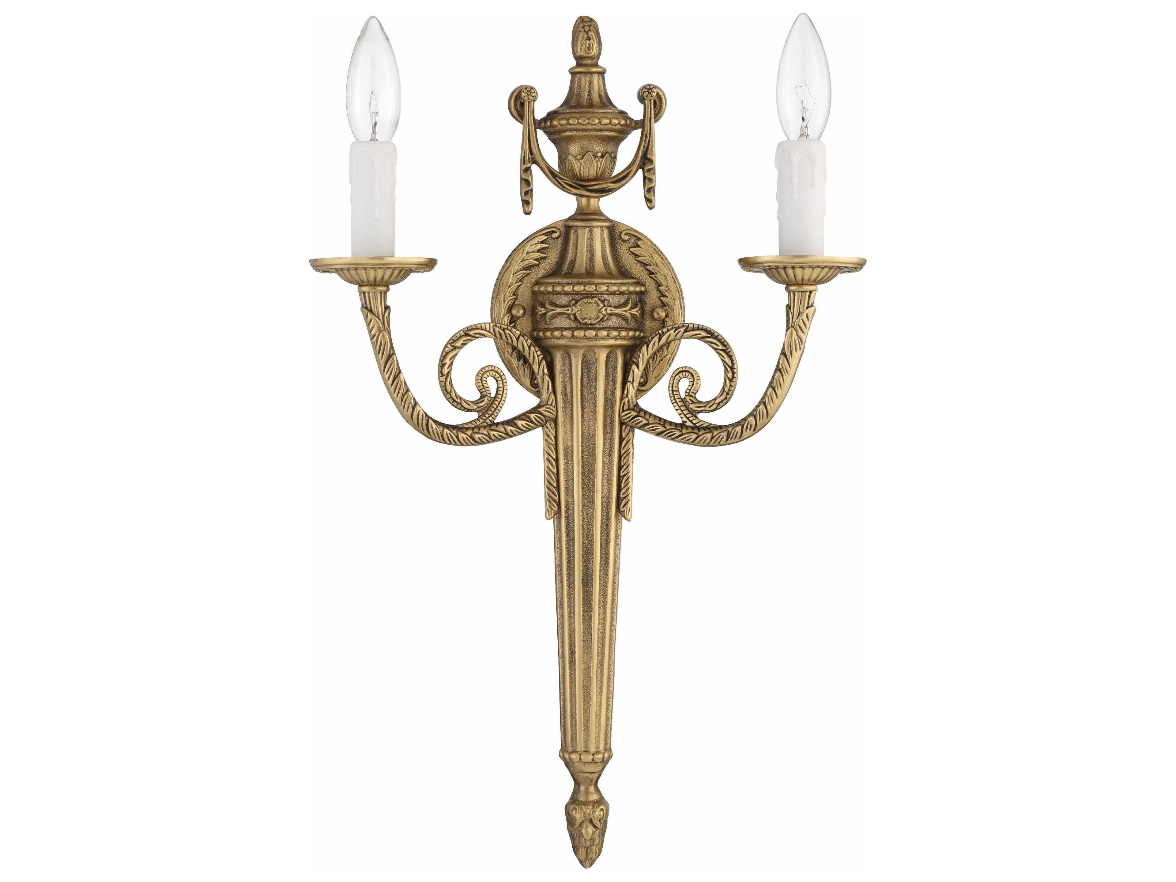 Crystorama 2-Light Matte Brass Wall Sconce