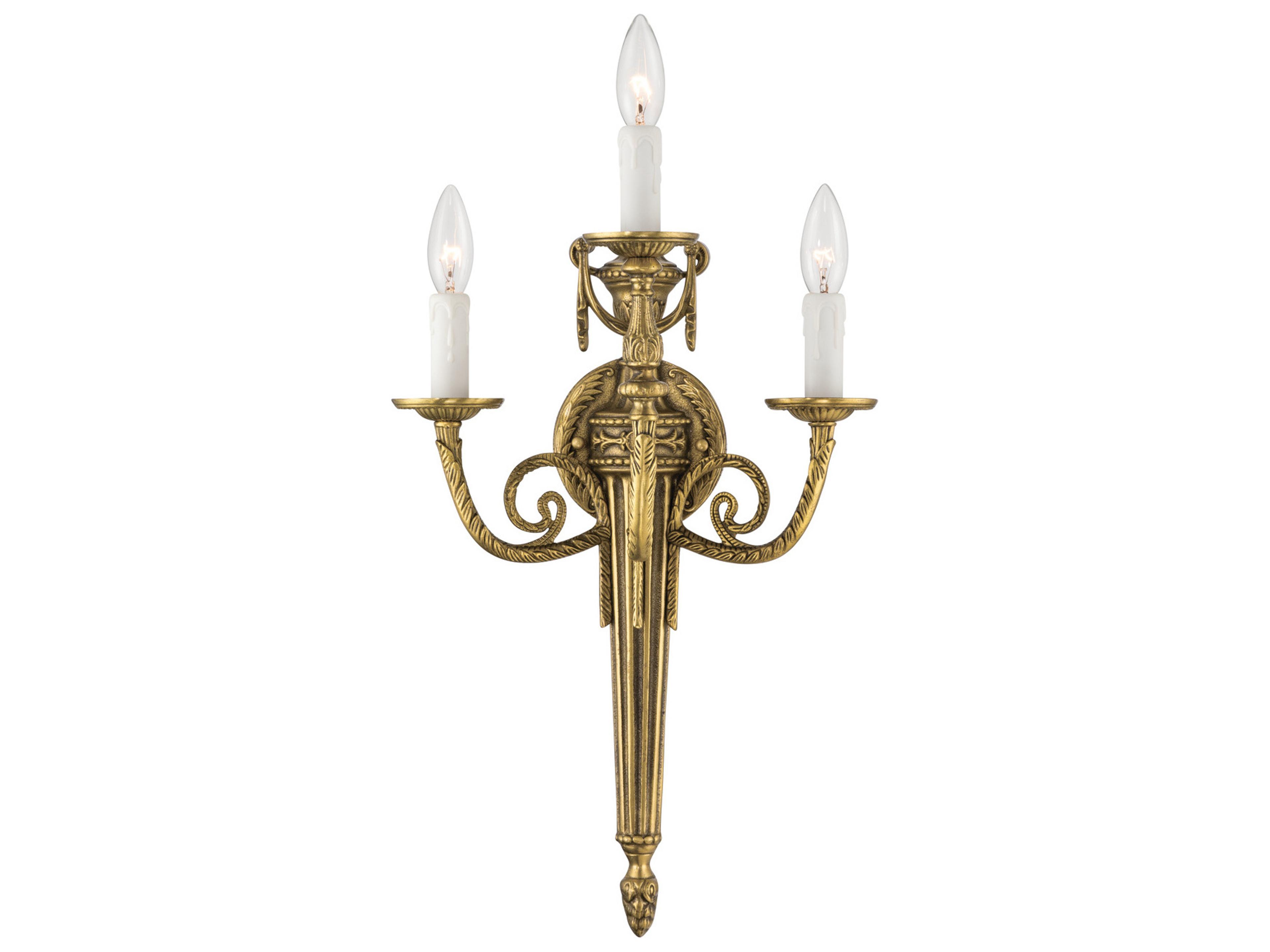 Crystorama Loxley 3-Light Gold Traditional Wall Sconce