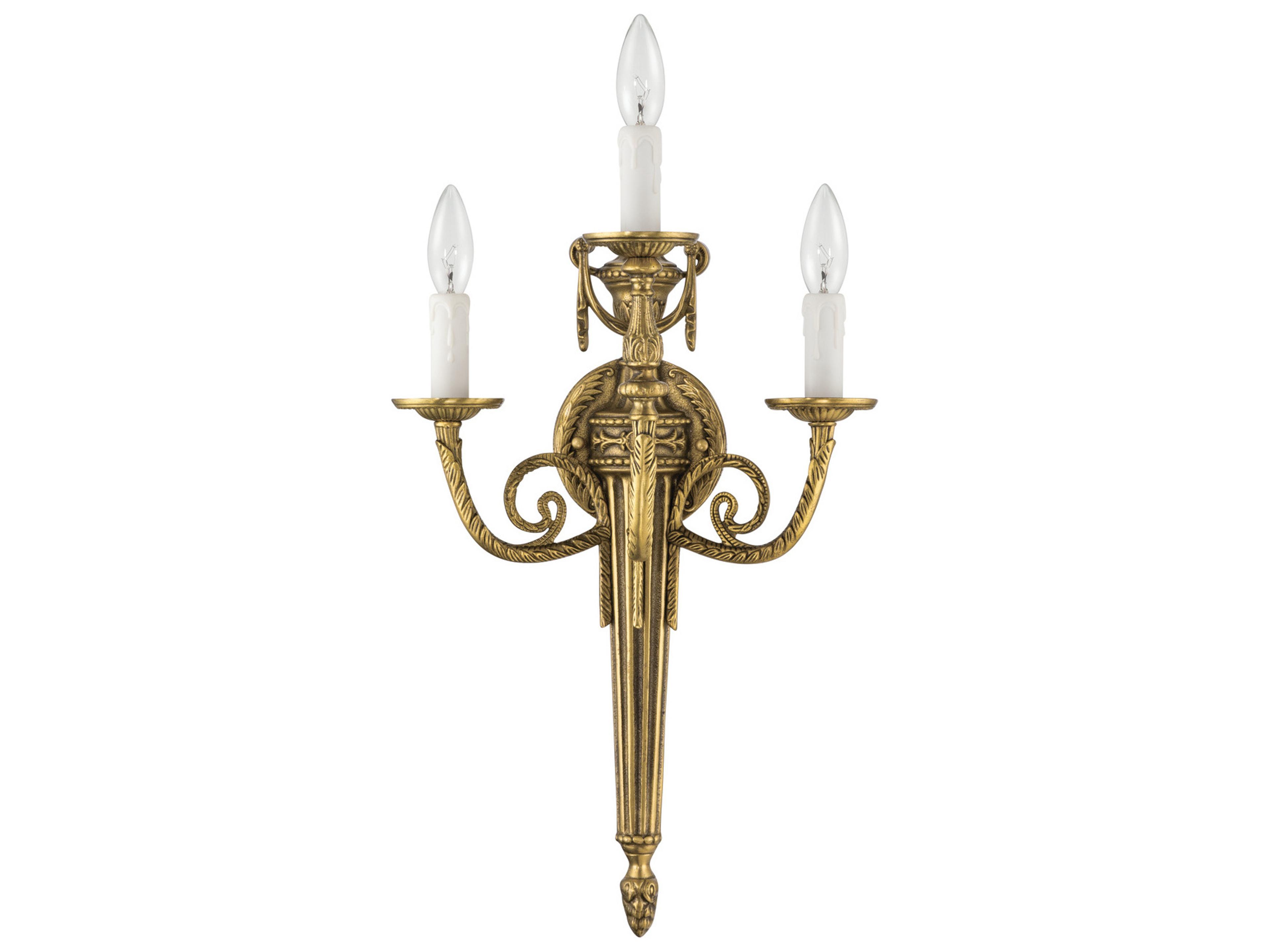 Crystorama Loxley 3-Light Gold Traditional Wall Sconce