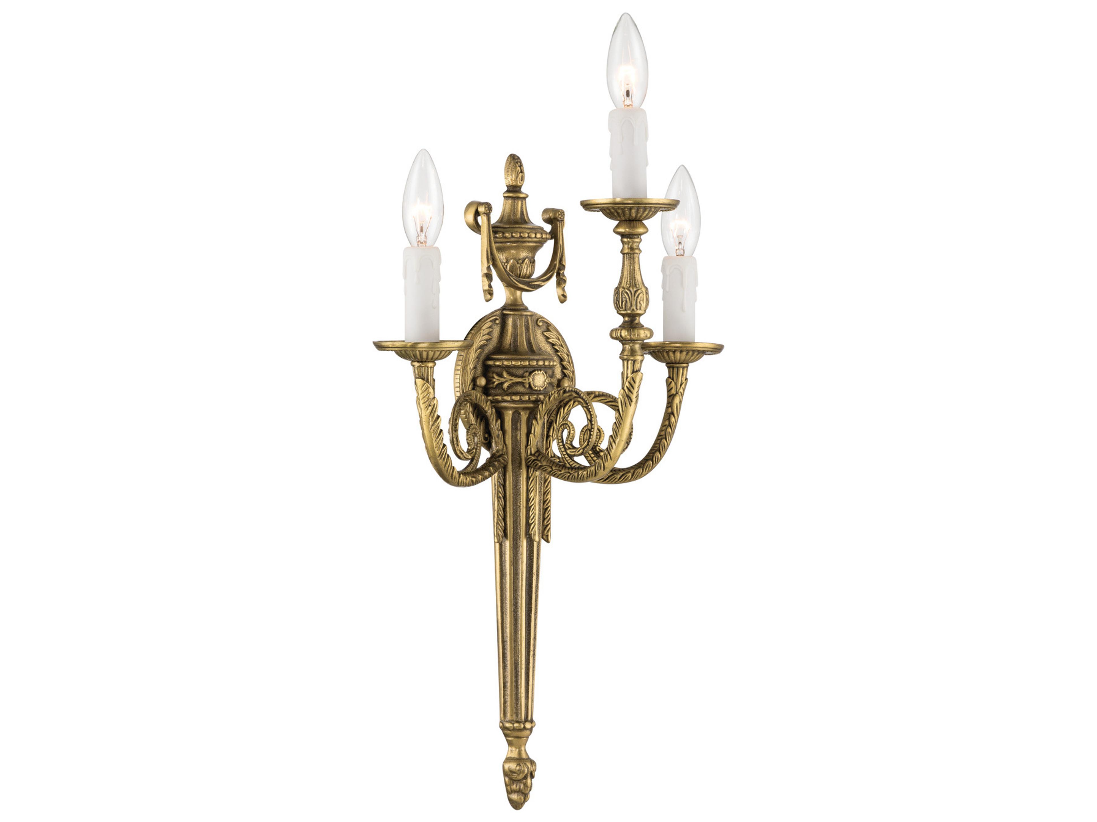 Crystorama Loxley 3-Light Gold Traditional Wall Sconce