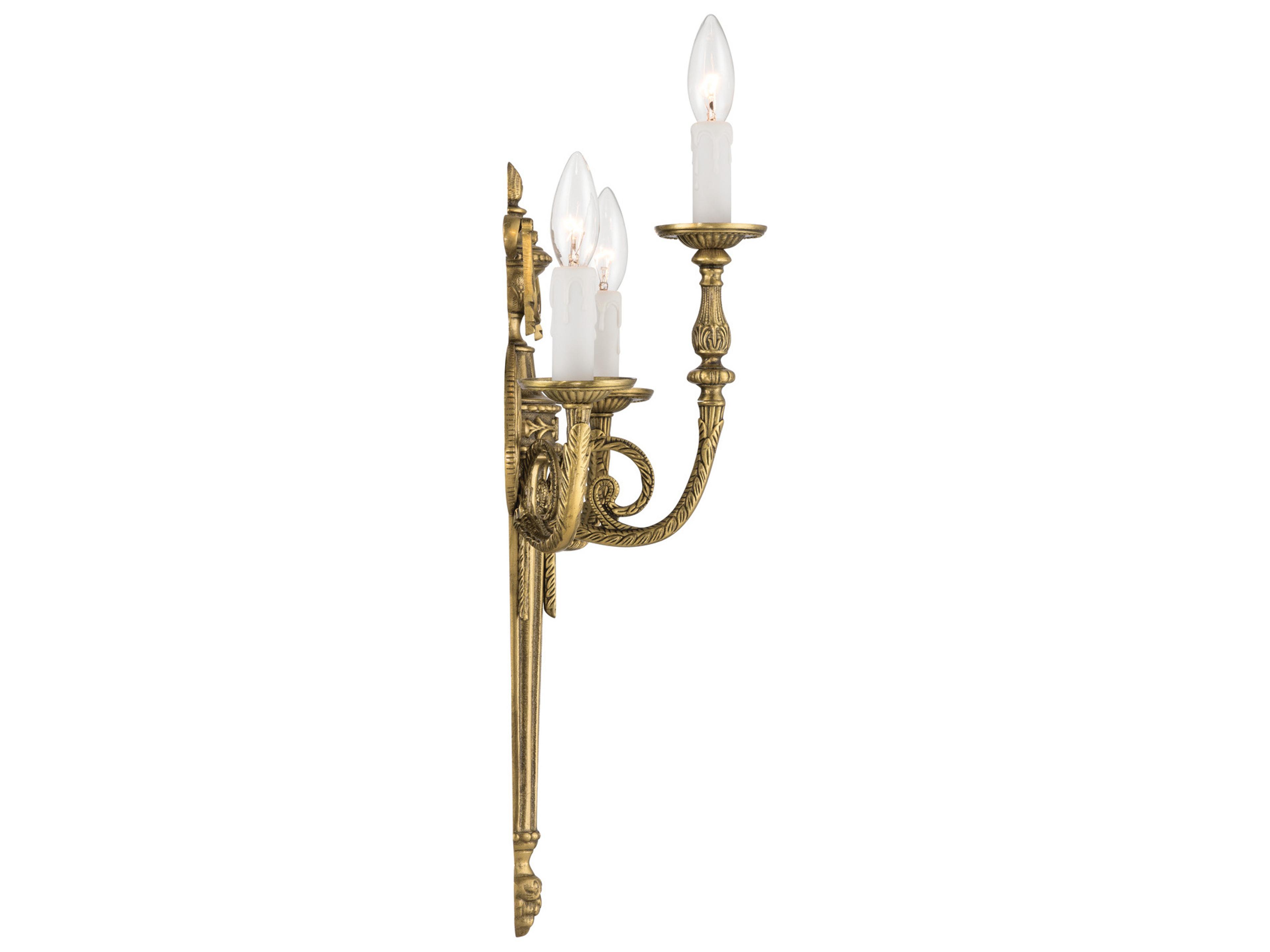 Crystorama Loxley 3-Light Gold Traditional Wall Sconce