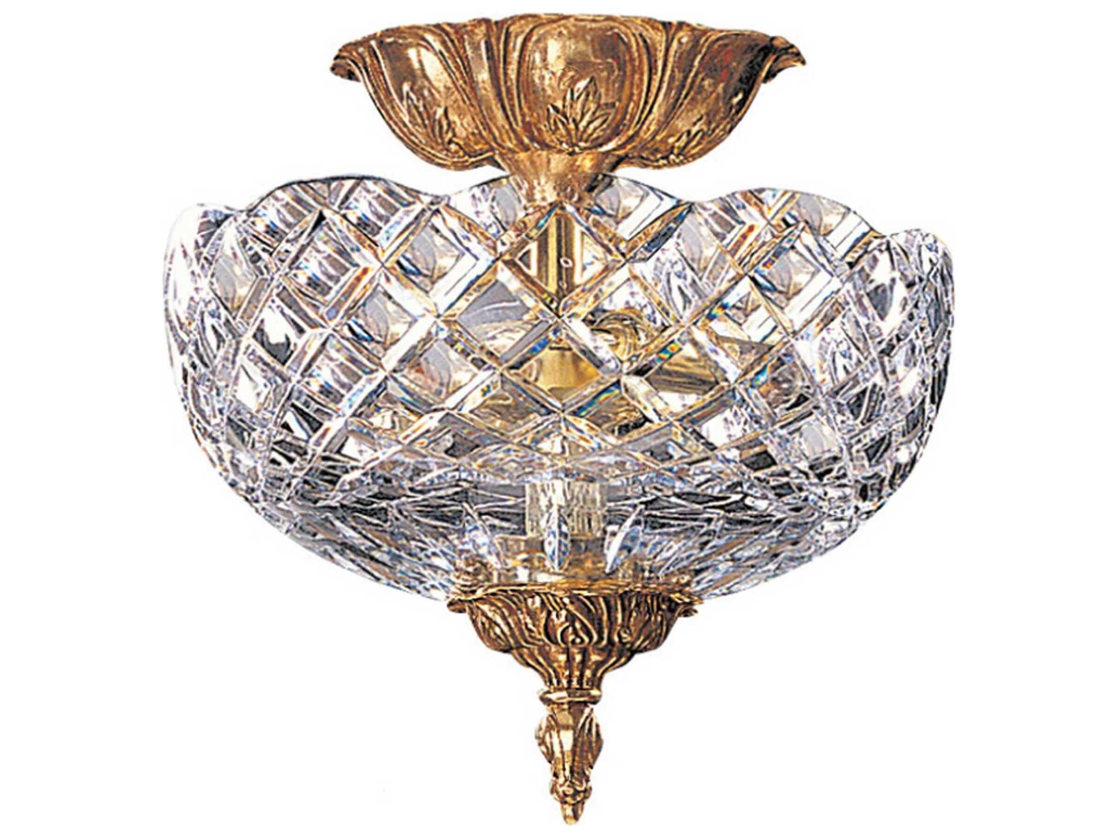 Crystorama 2-Light Olde Brass Crystal Bowl Semi Flush Mount